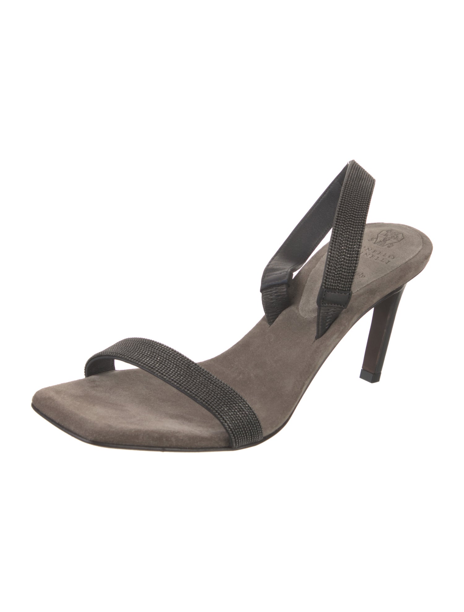 Brunello Cucinelli Monili Suede Slingback Sandals