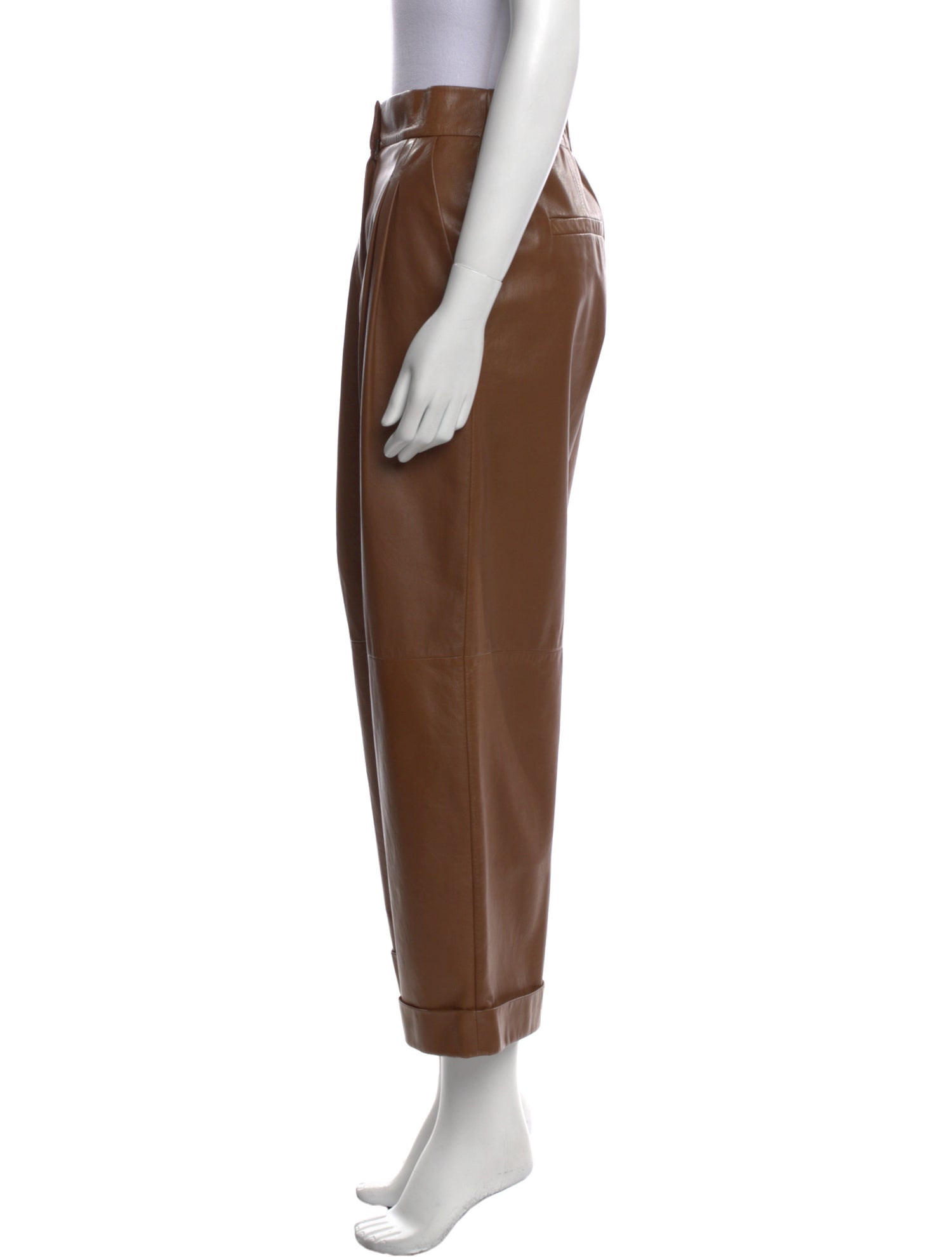 Brunello Cucinelli Leather Wide Leg Pants w/ Tags