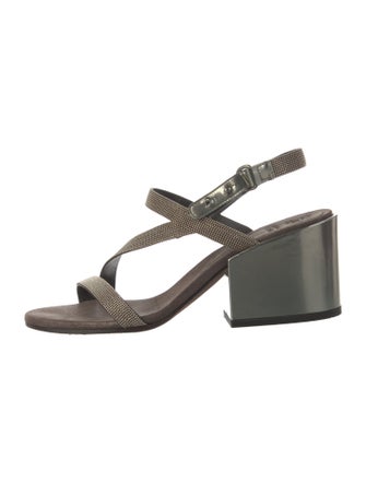 Brunello Cucinelli Monili Leather Slingback Sandals