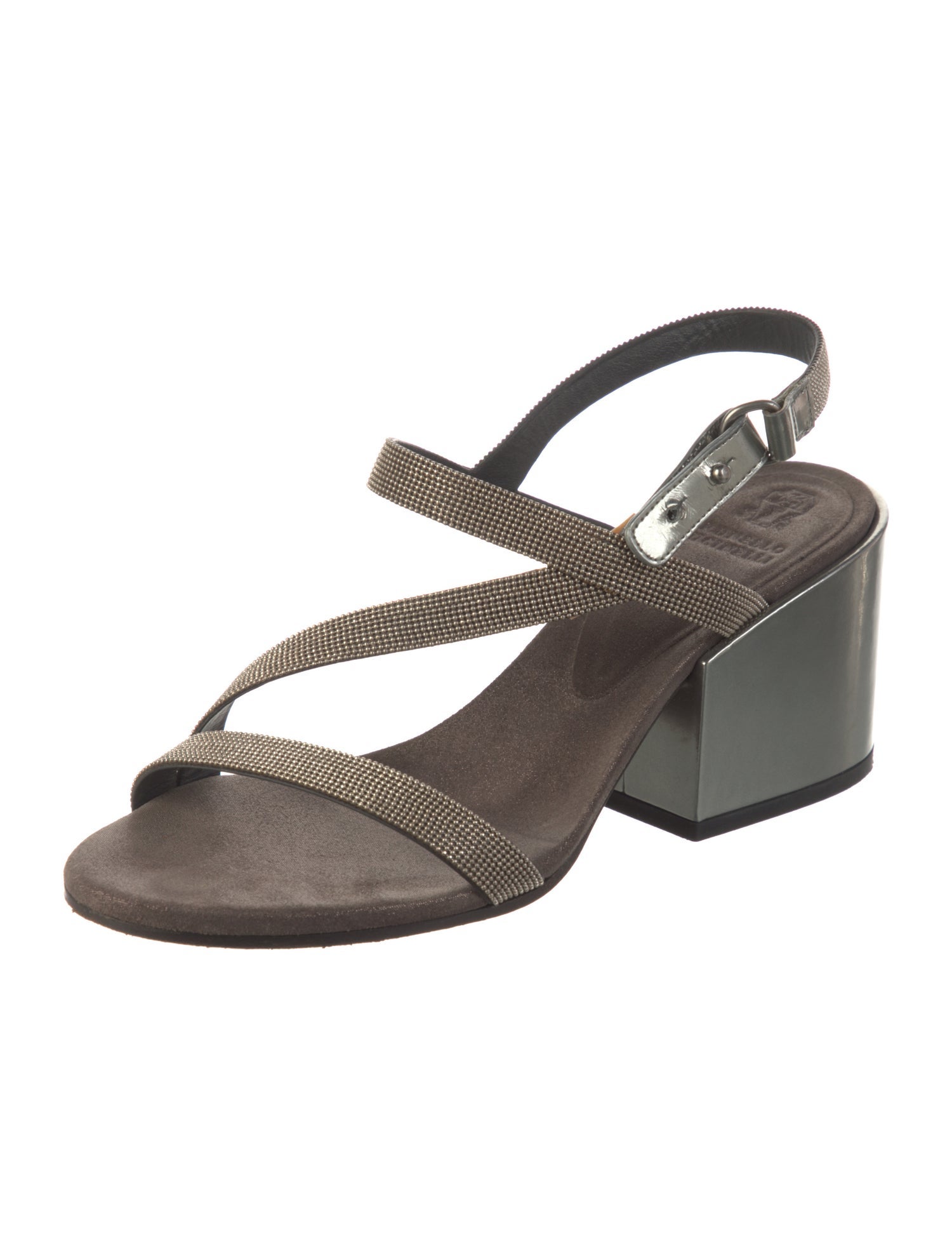 Brunello Cucinelli Monili Leather Slingback Sandals
