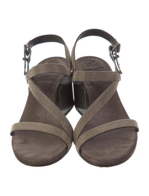 Brunello Cucinelli Monili Leather Slingback Sandals