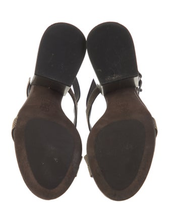 Brunello Cucinelli Monili Leather Slingback Sandals