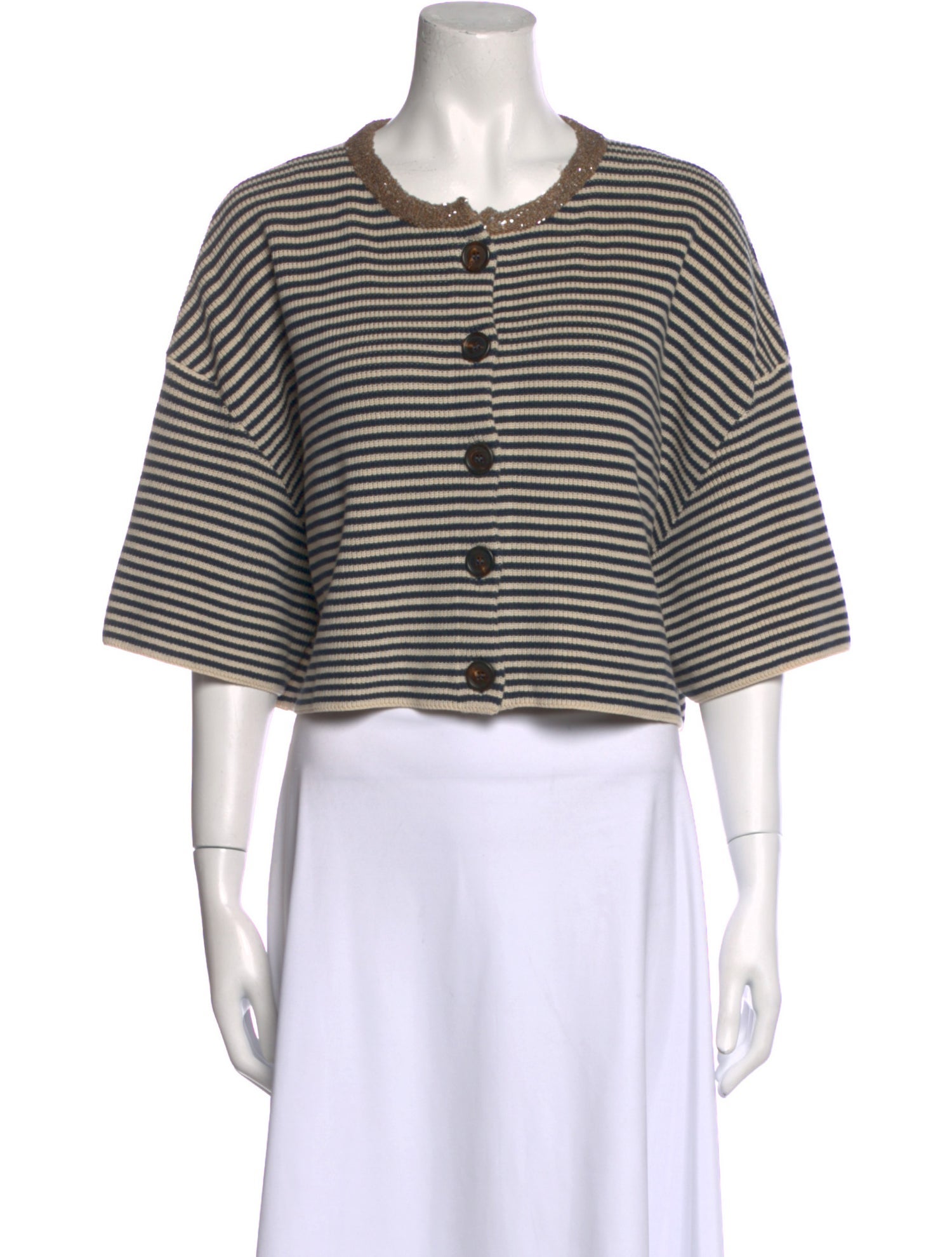 Brunello Cucinelli Striped Scoop Neck Sweater w/ Tags