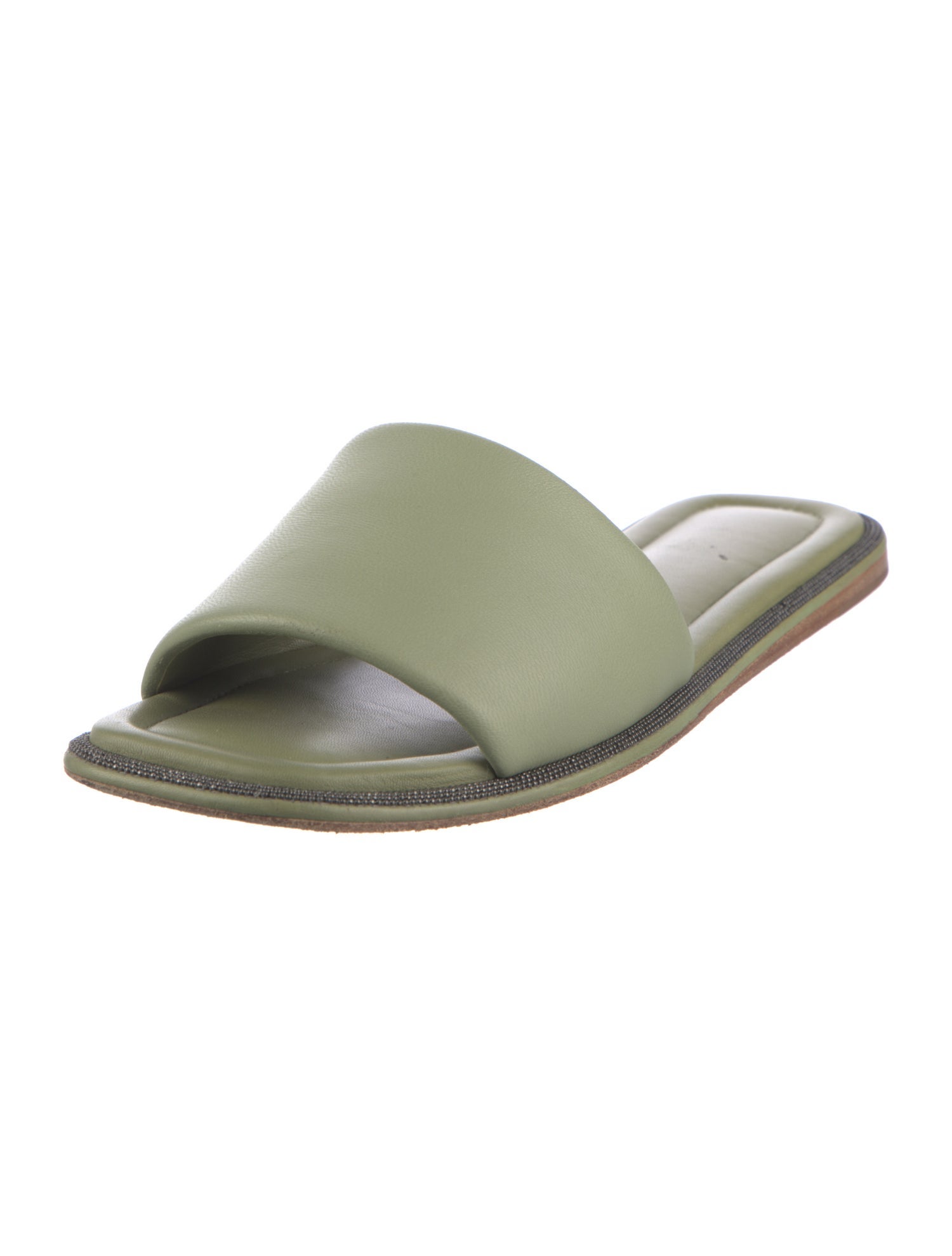 Brunello Cucinelli Monili Leather Slides