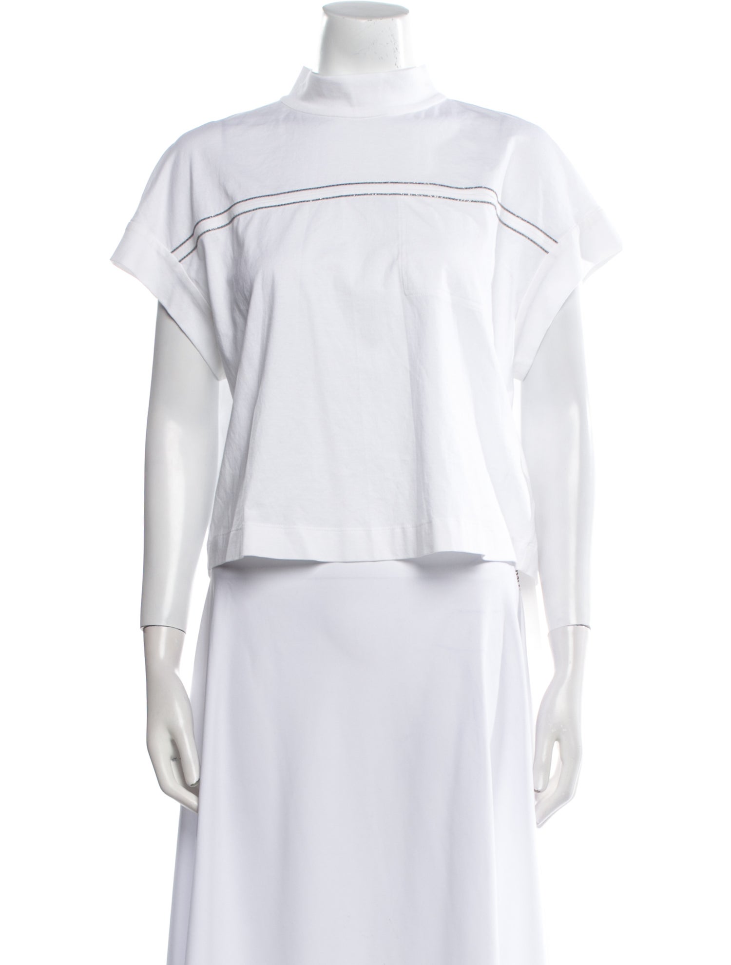 Brunello Cucinelli Mock Neck Short Sleeve Crop Top w/ Tags