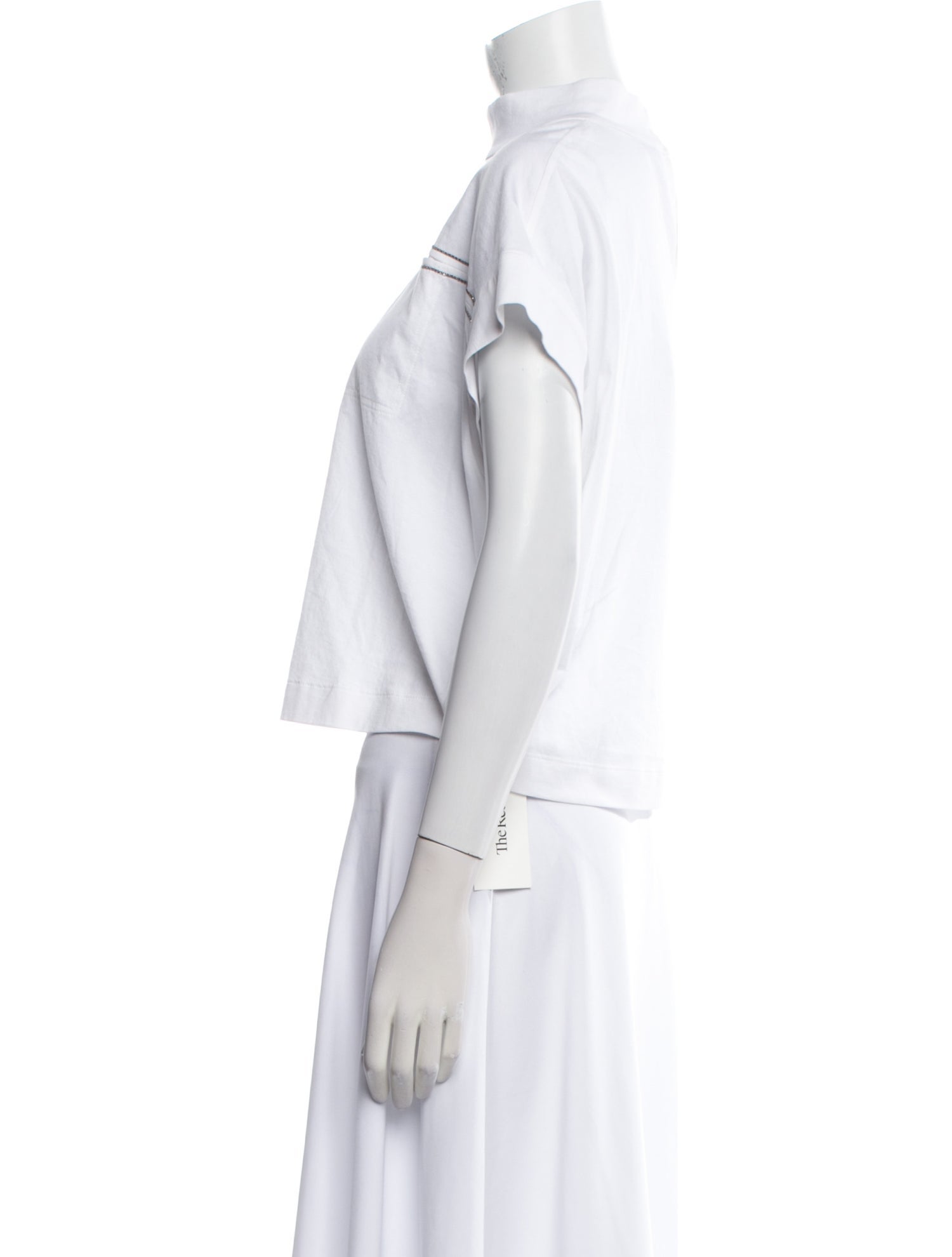 Brunello Cucinelli Mock Neck Short Sleeve Crop Top w/ Tags