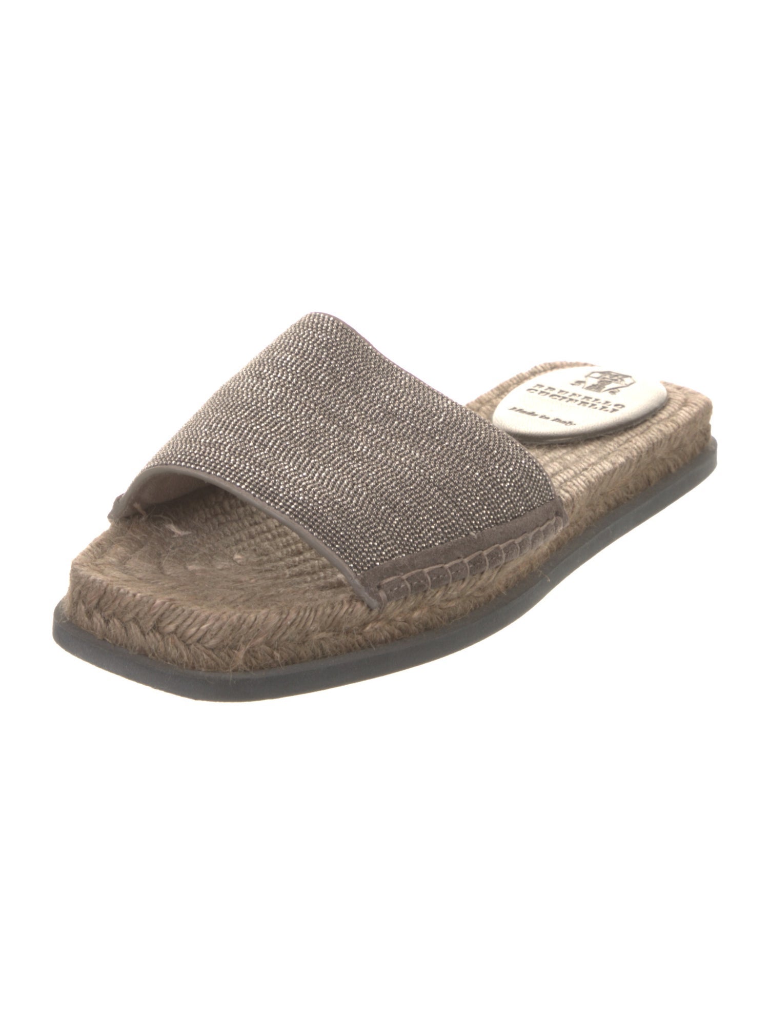 Brunello Cucinelli Beaded Accents Slides