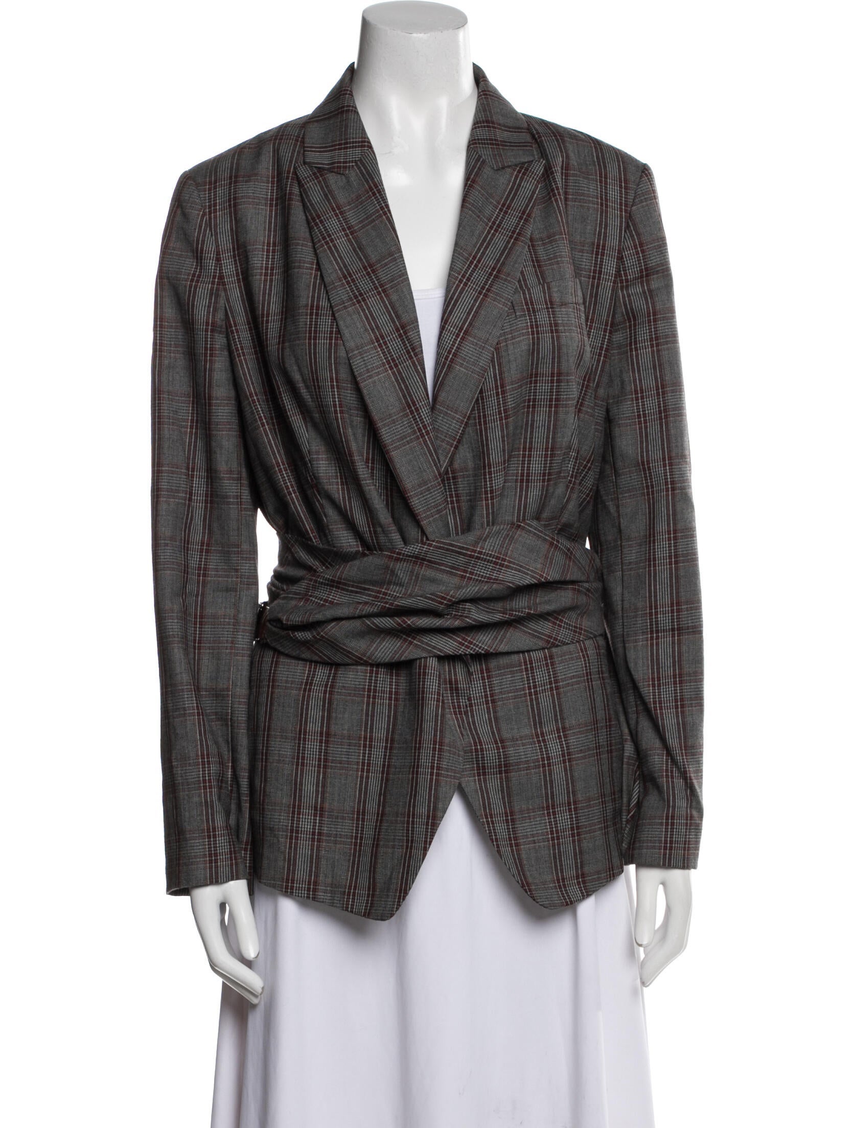 Brunello Cucinelli Virgin Wool Plaid Print Blazer