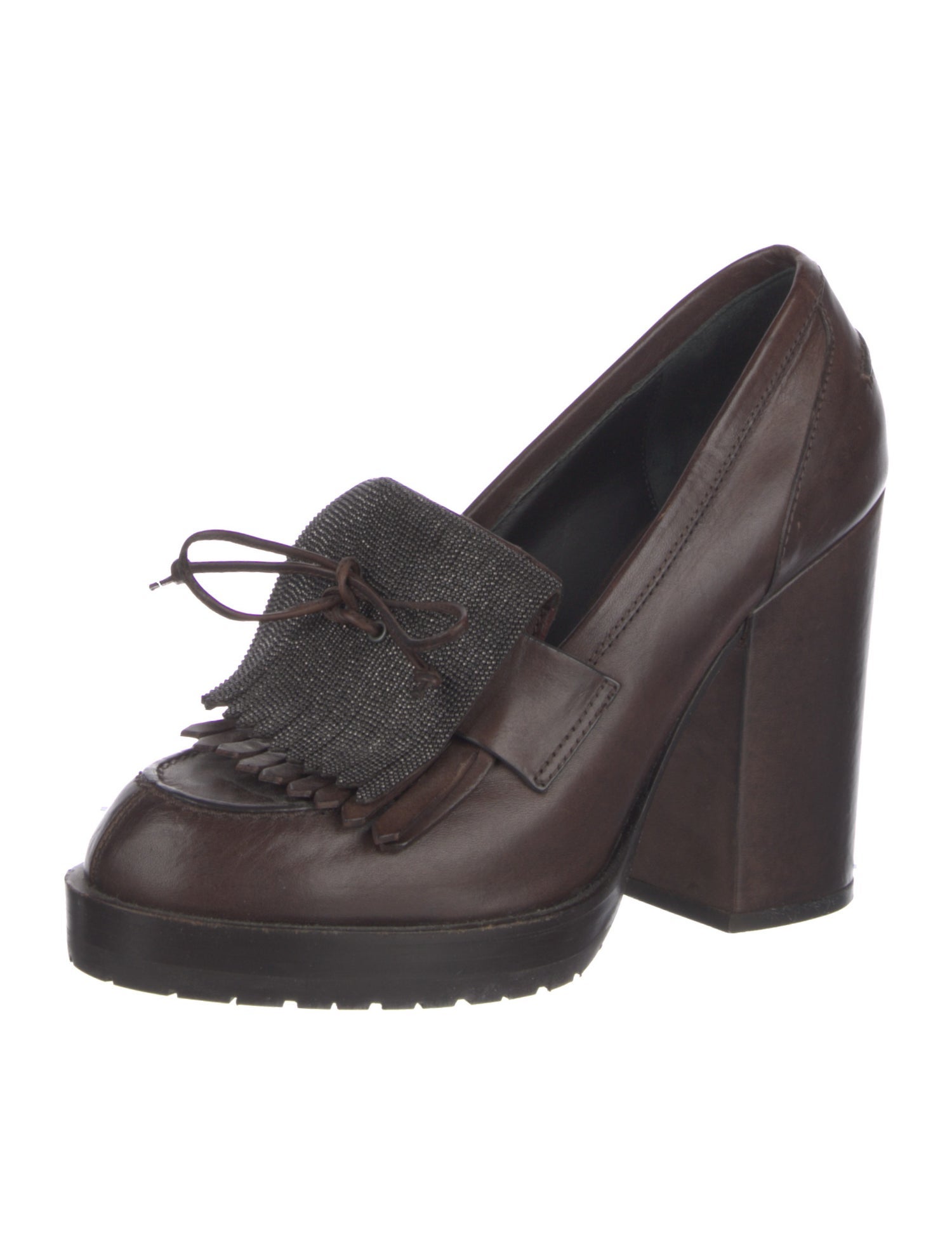 Brunello Cucinelli Monili Leather Pumps