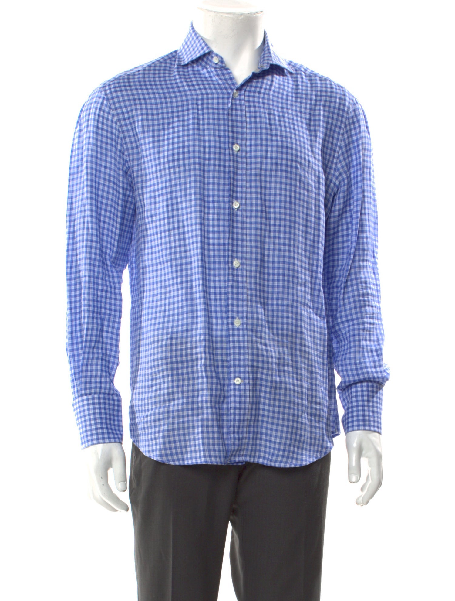 Brunello Cucinelli Plaid Print Long Sleeve Dress Shirt