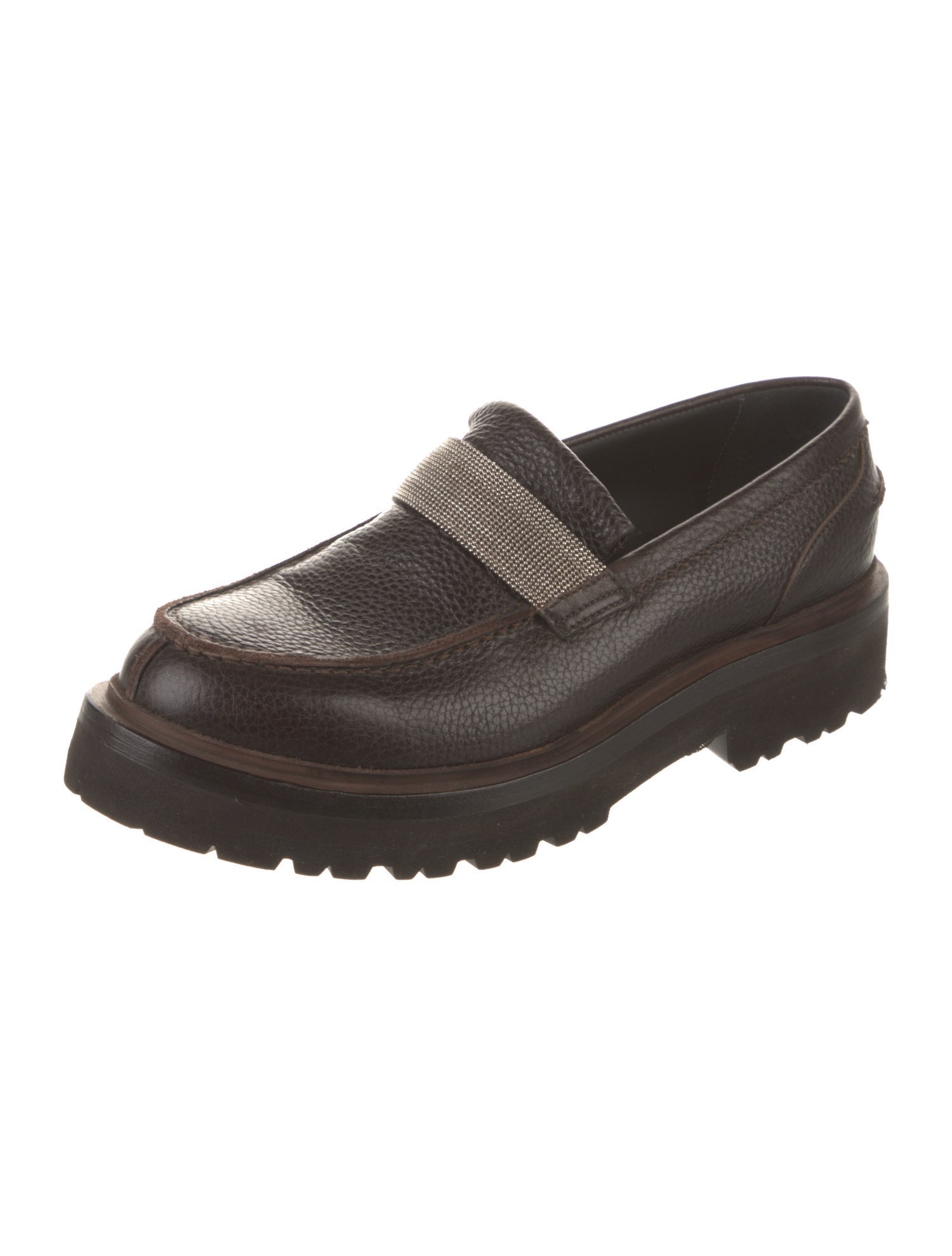 Brunello Cucinelli Leather Beaded Accents Mules