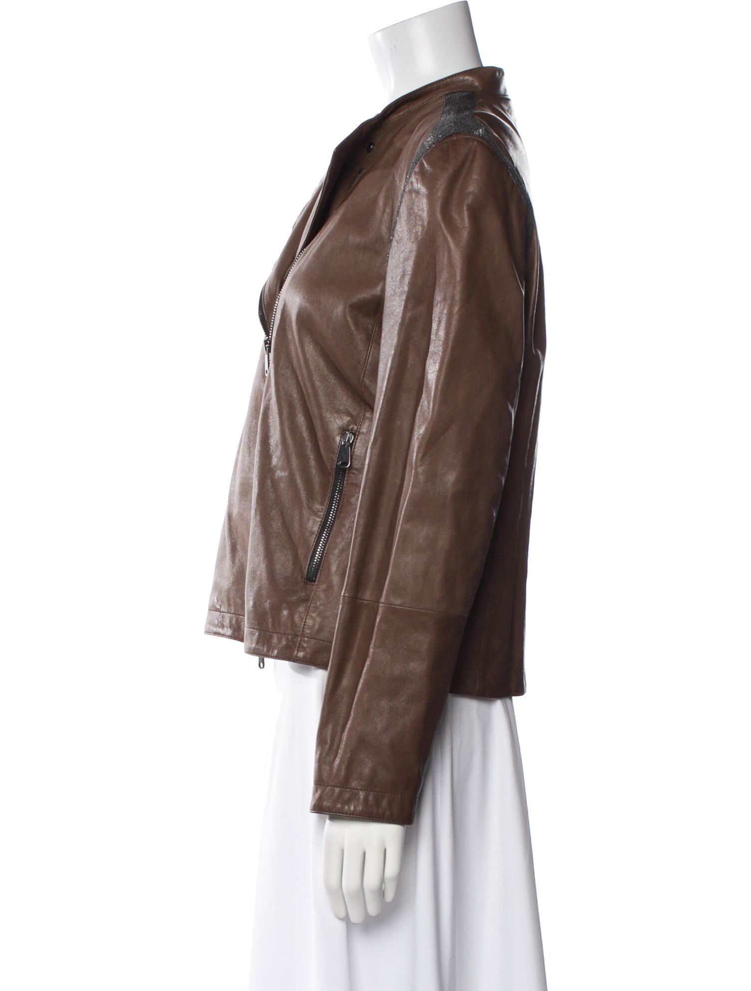 Brunello Cucinelli Leather Biker Jacket