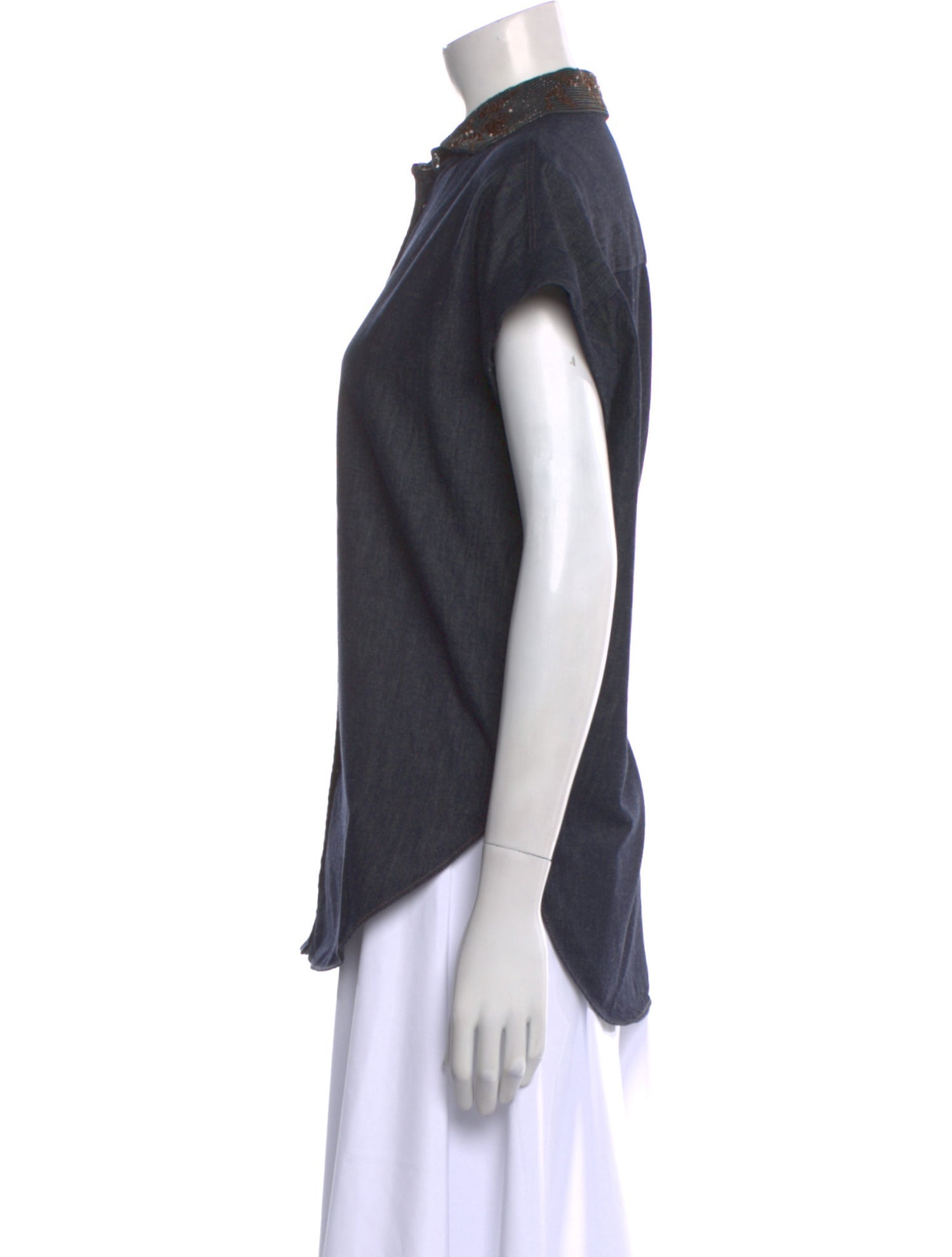 Brunello Cucinelli Short Sleeve Button-Up Top