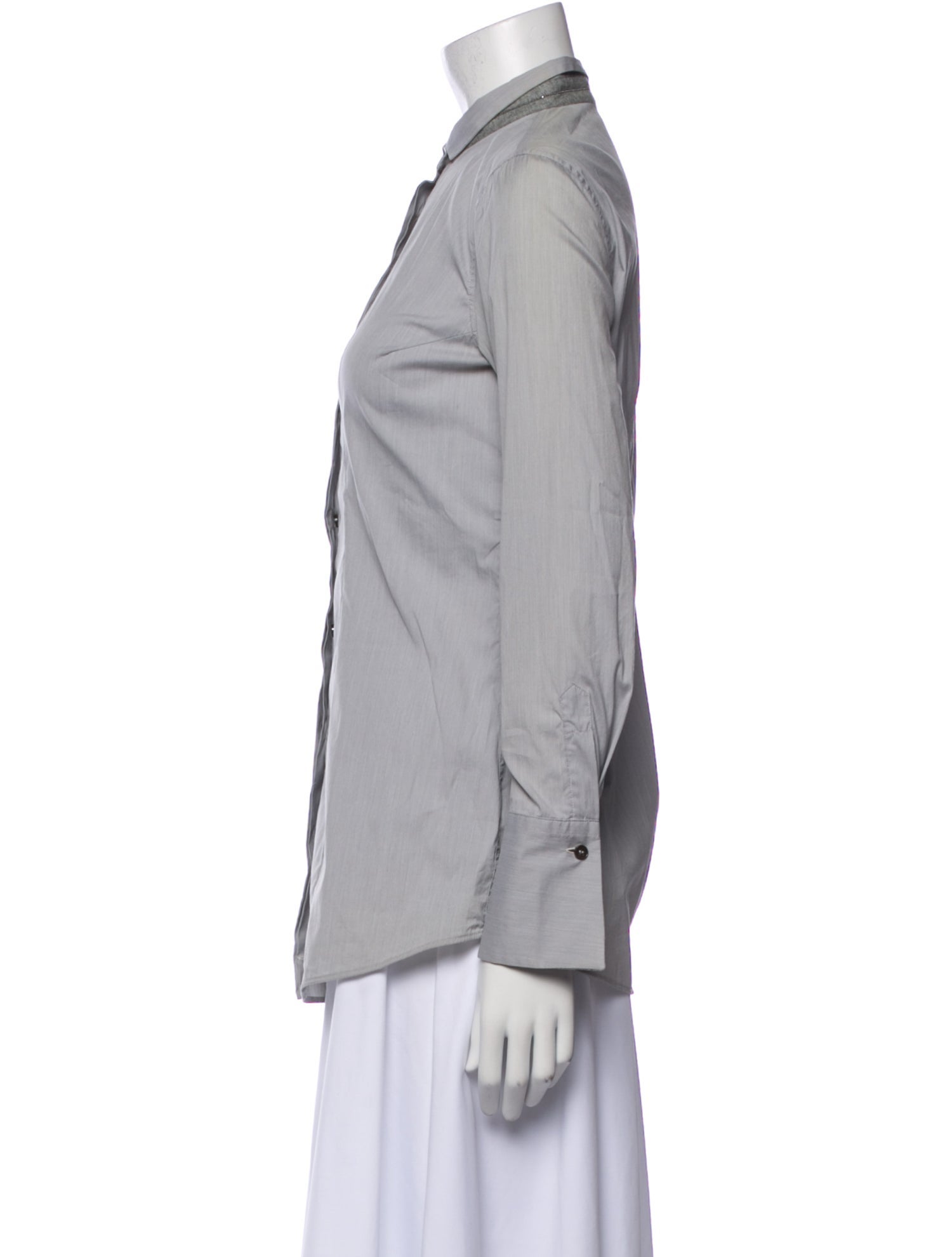 Brunello Cucinelli Long Sleeve Button-Up Top