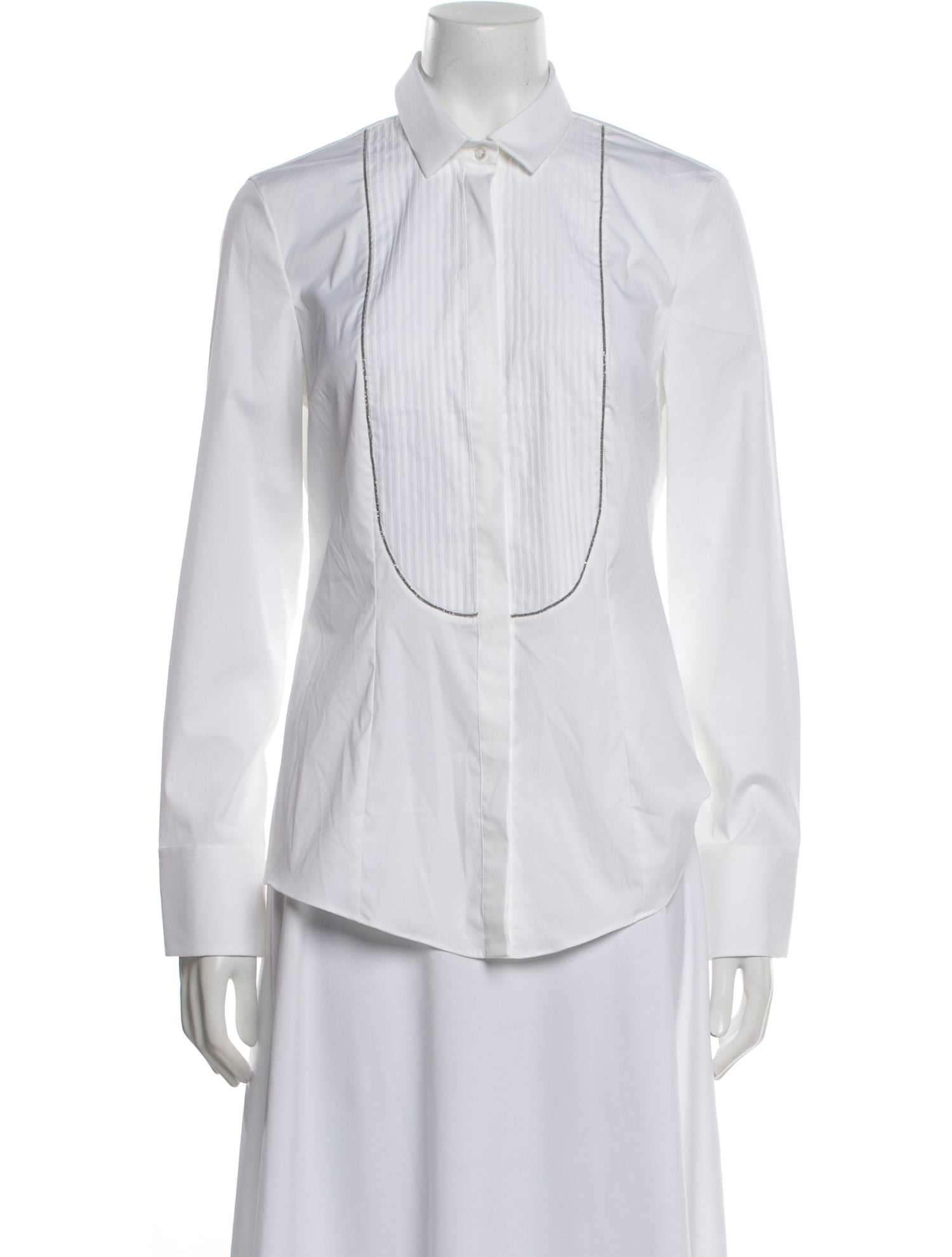 Brunello Cucinelli Long Sleeve Button-Up Top