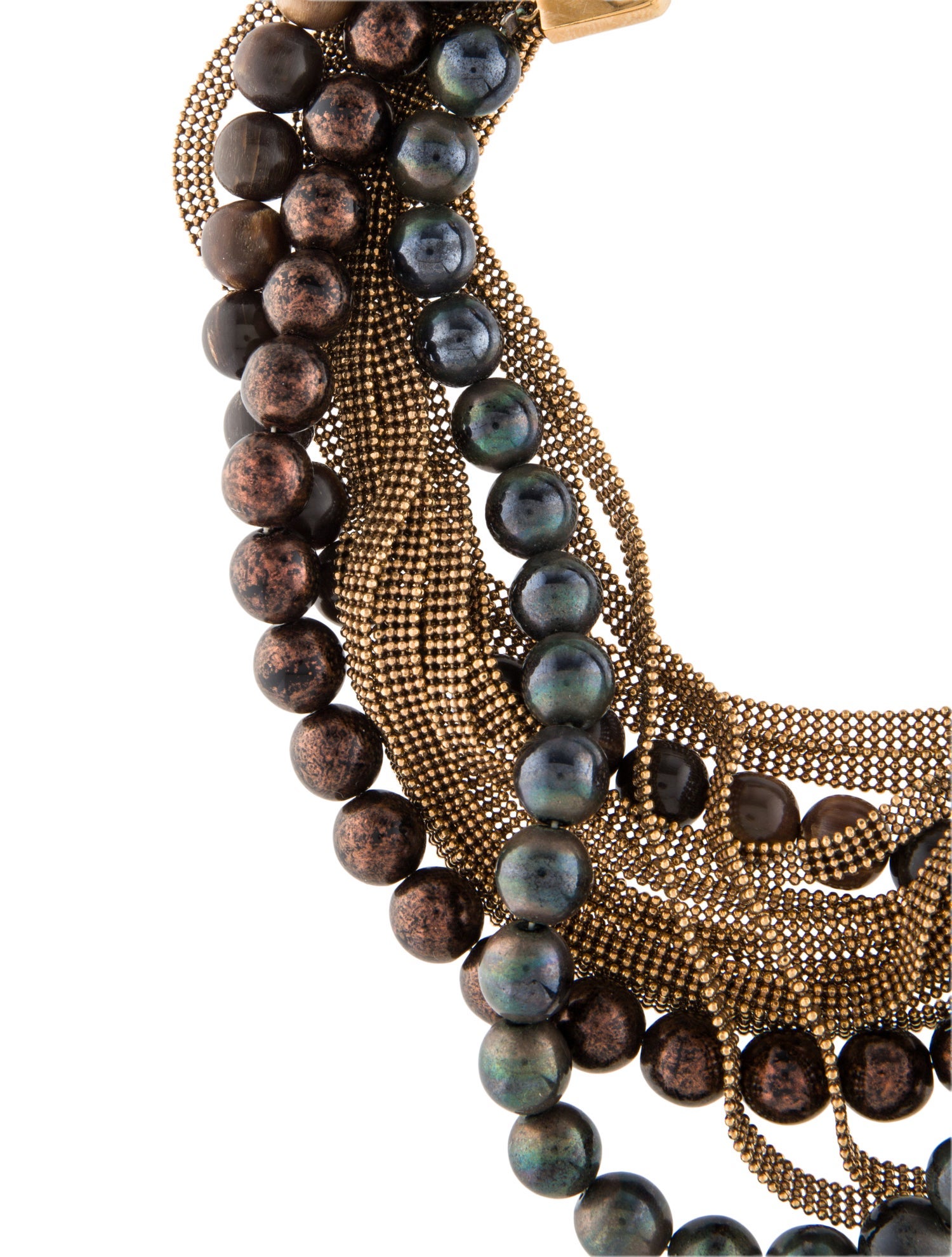 Brunello Cucinelli Faux Pearl & Leather Beaded Multistrand Collar Necklace