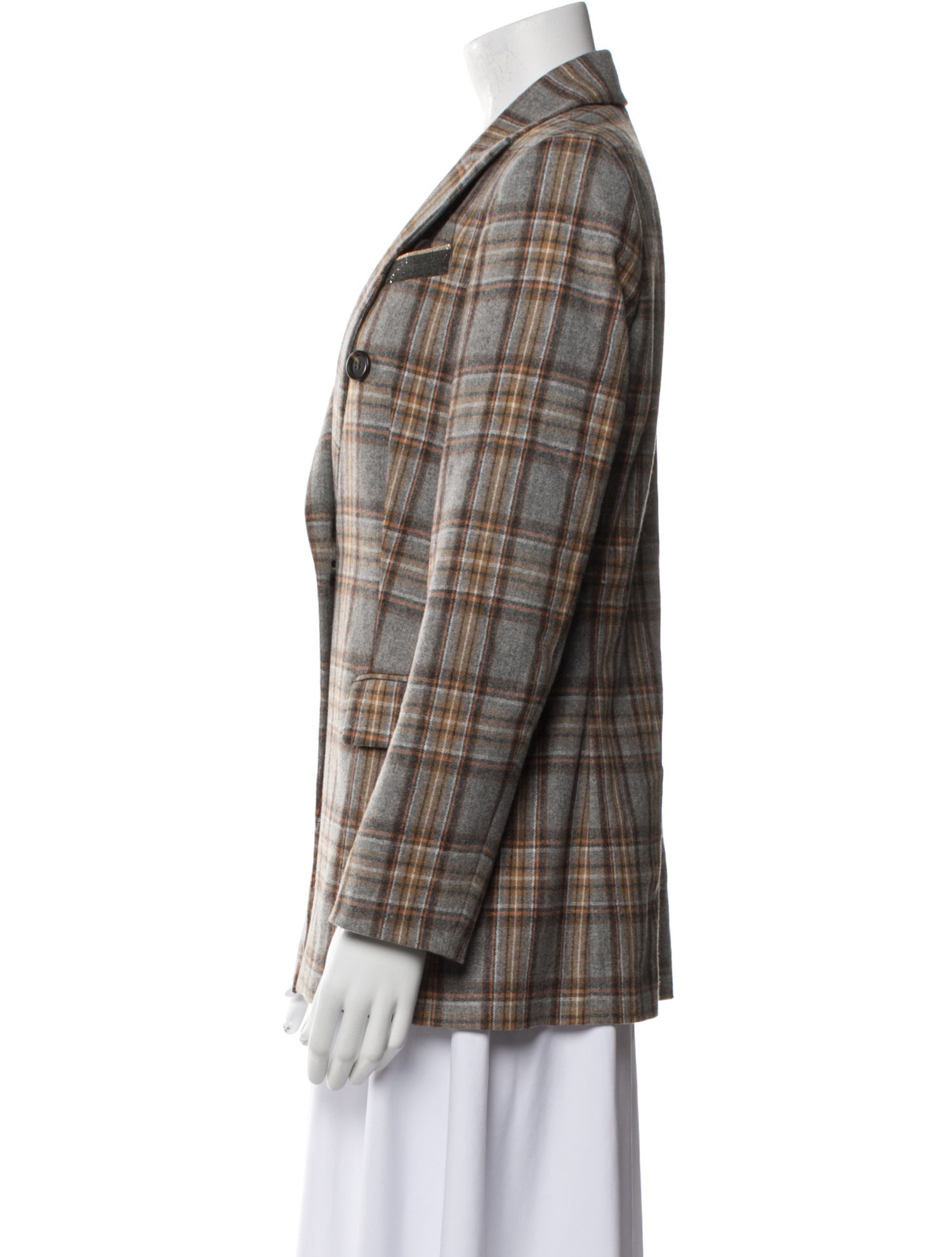 Brunello Cucinelli Wool Plaid Print Blazer