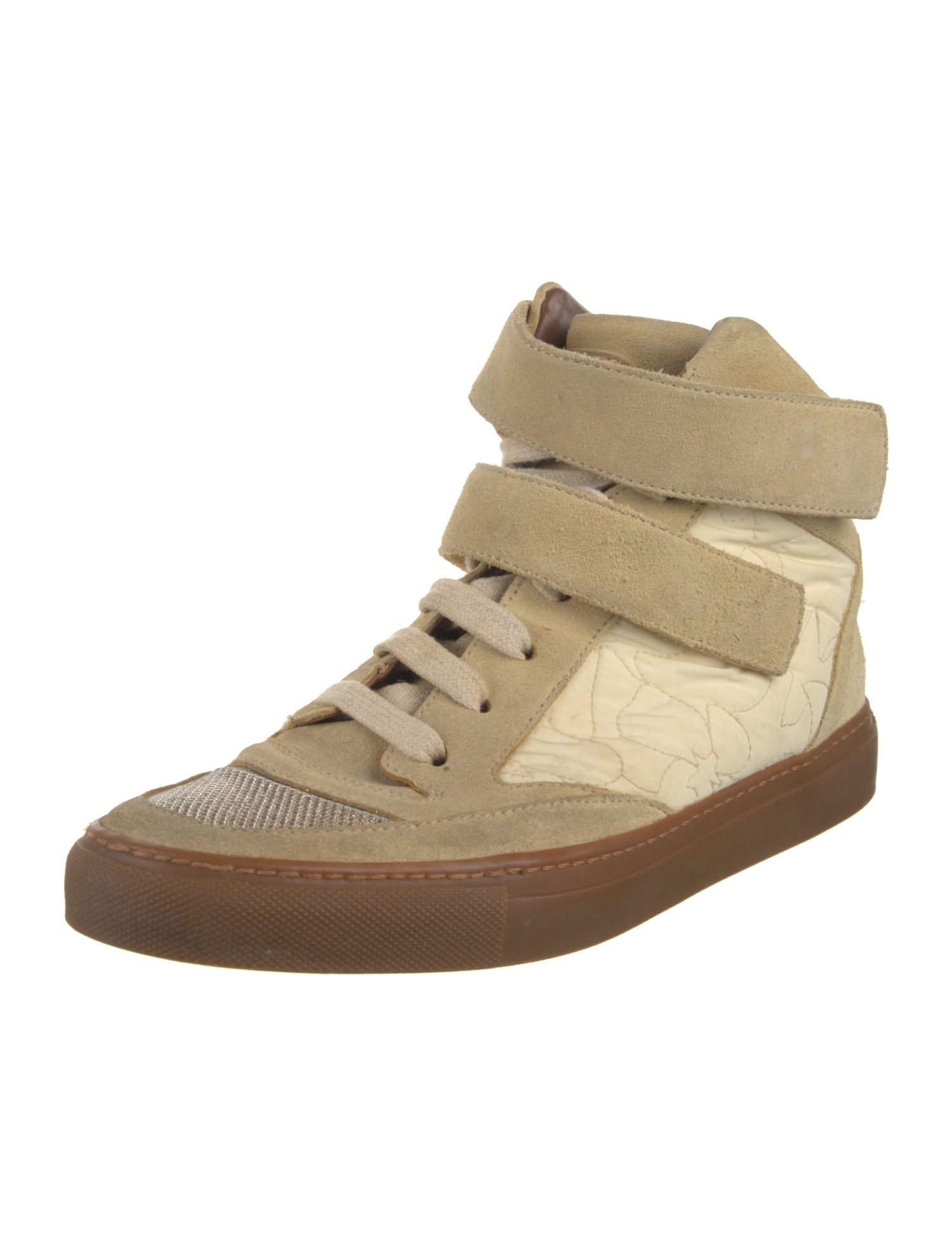 Brunello Cucinelli Suede Colorblock Pattern Sneakers