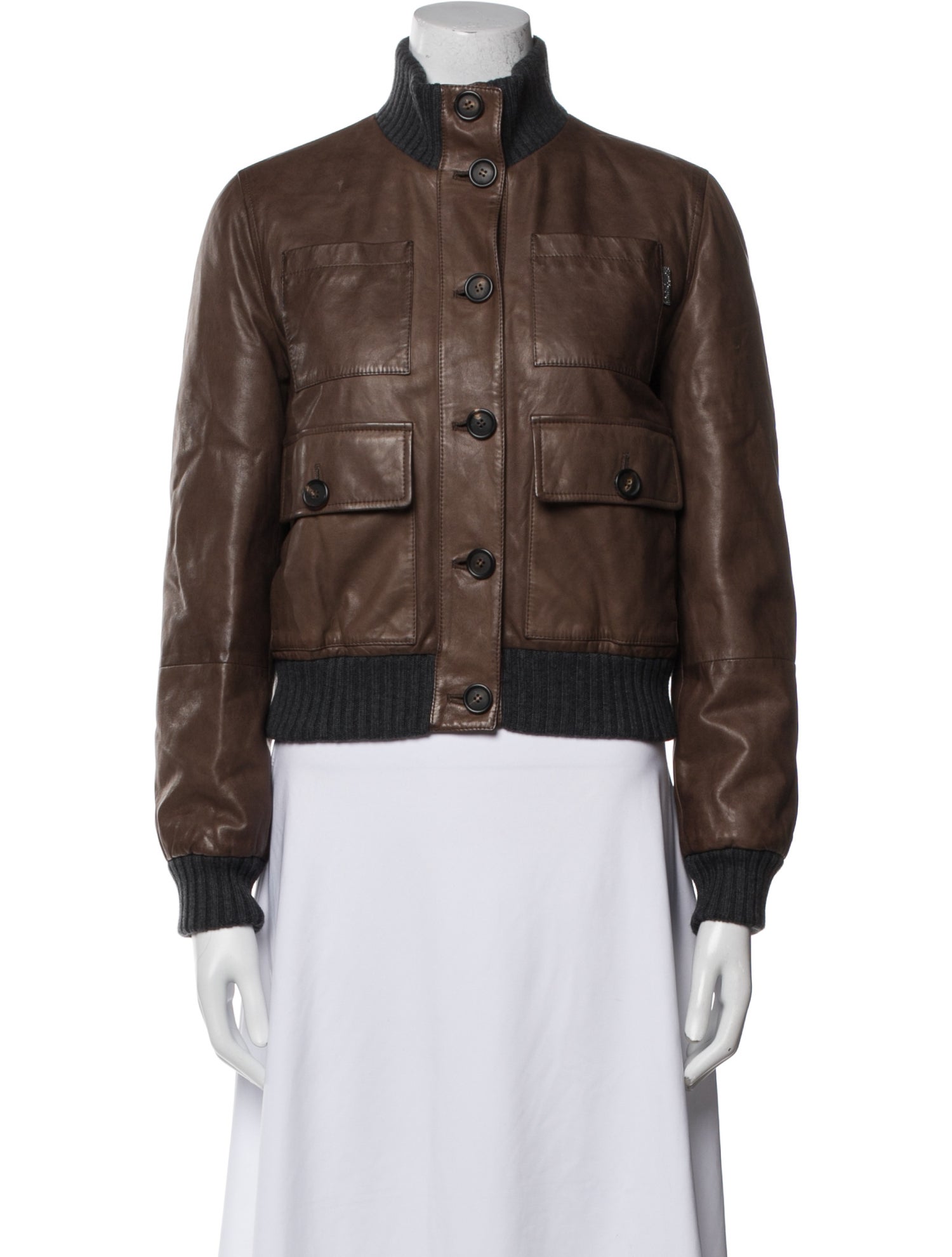 Brunello Cucinelli Leather Utility Jacket
