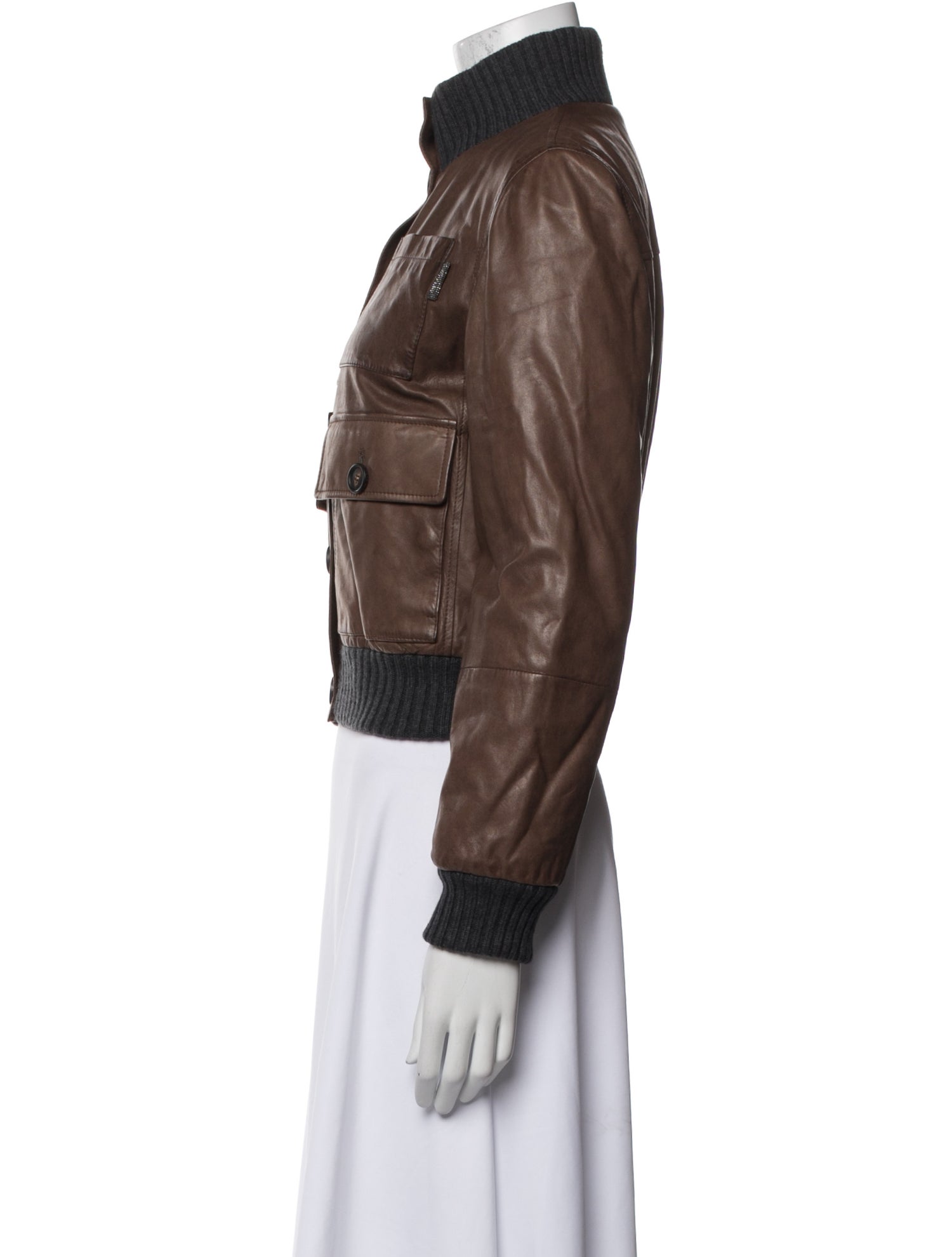 Brunello Cucinelli Leather Utility Jacket