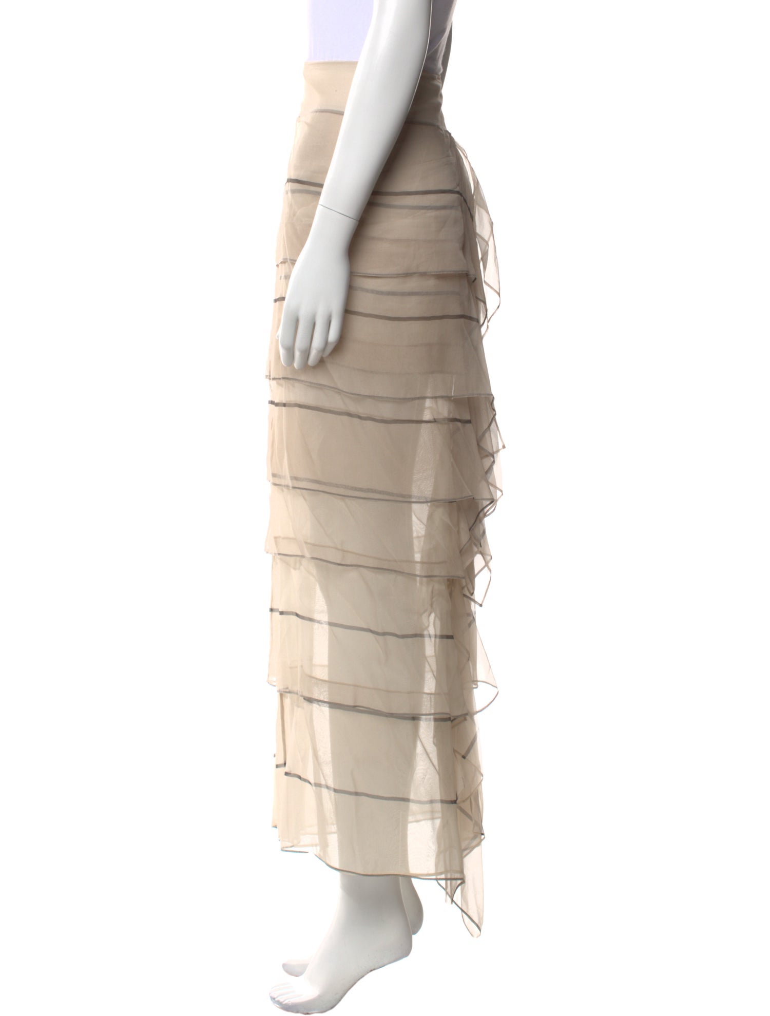 Brunello Cucinelli Silk Midi Length Skirt