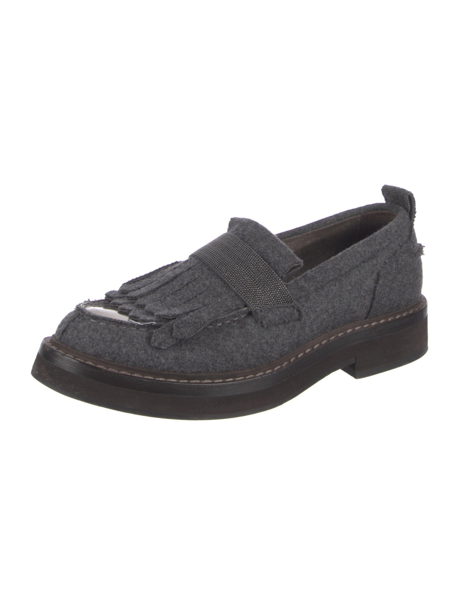 Brunello Cucinelli Monili Wool Loafers
