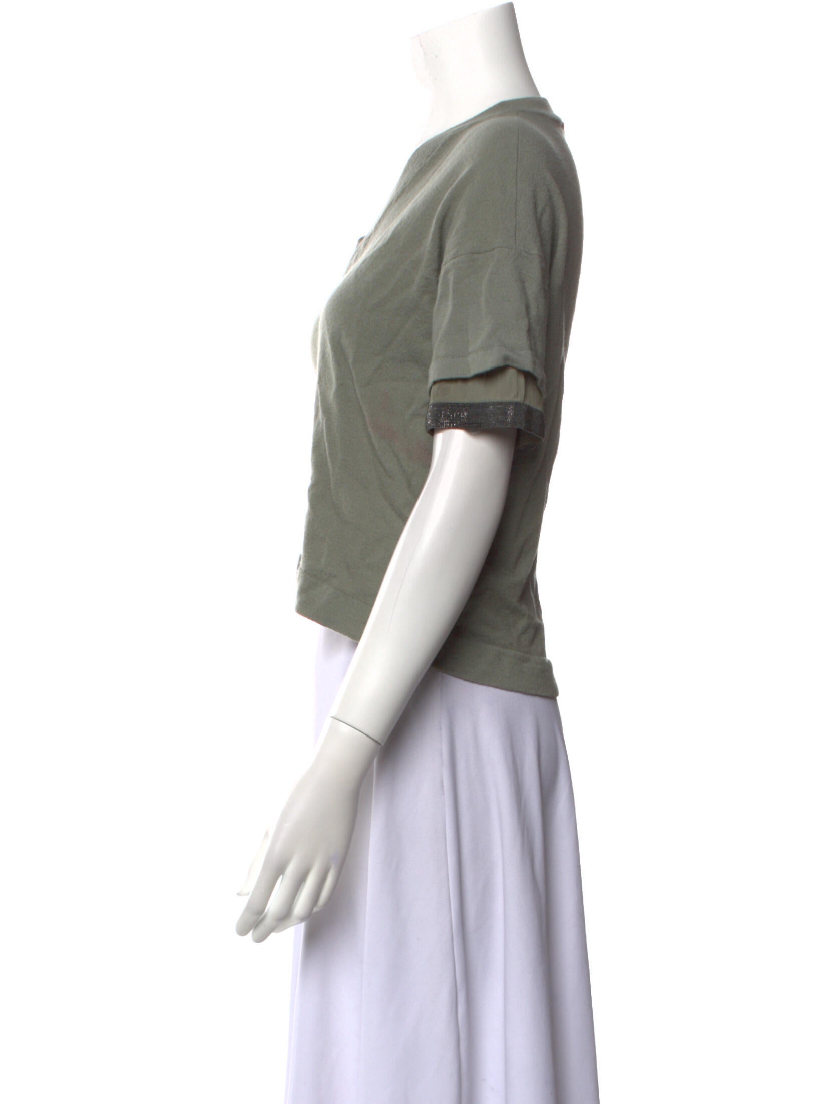 Brunello Cucinelli Virgin Wool V-Neck Crop Top