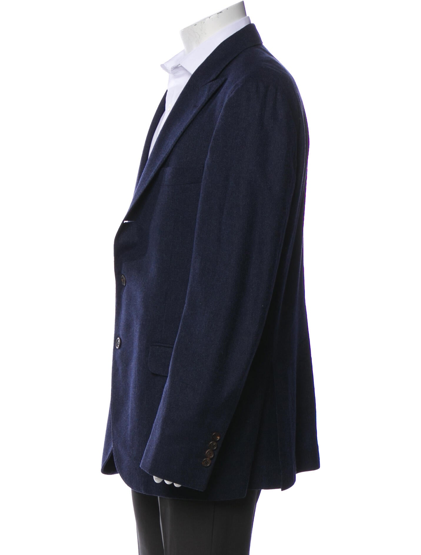 Brunello Cucinelli Cashmere Leather Trim Embellishment Blazer