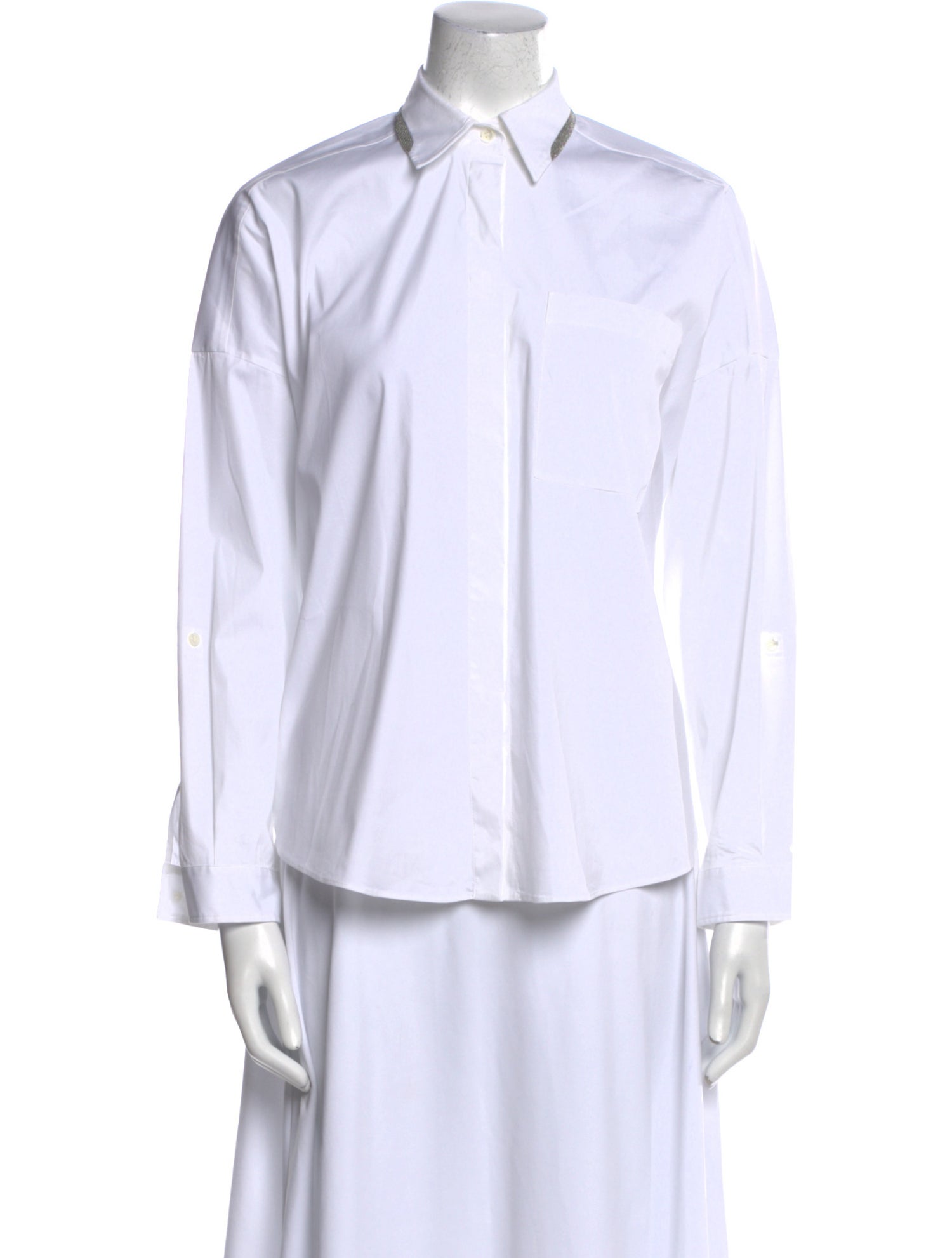 Brunello Cucinelli Long Sleeve Button-Up Top