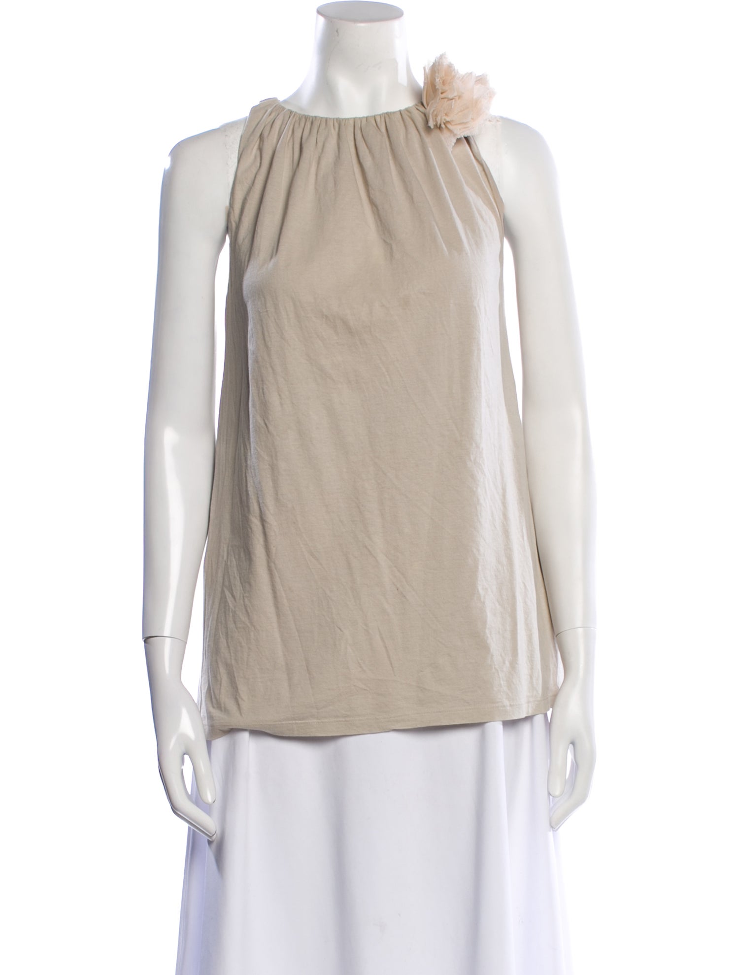 Brunello Cucinelli Bateau Neckline Sleeveless Blouse