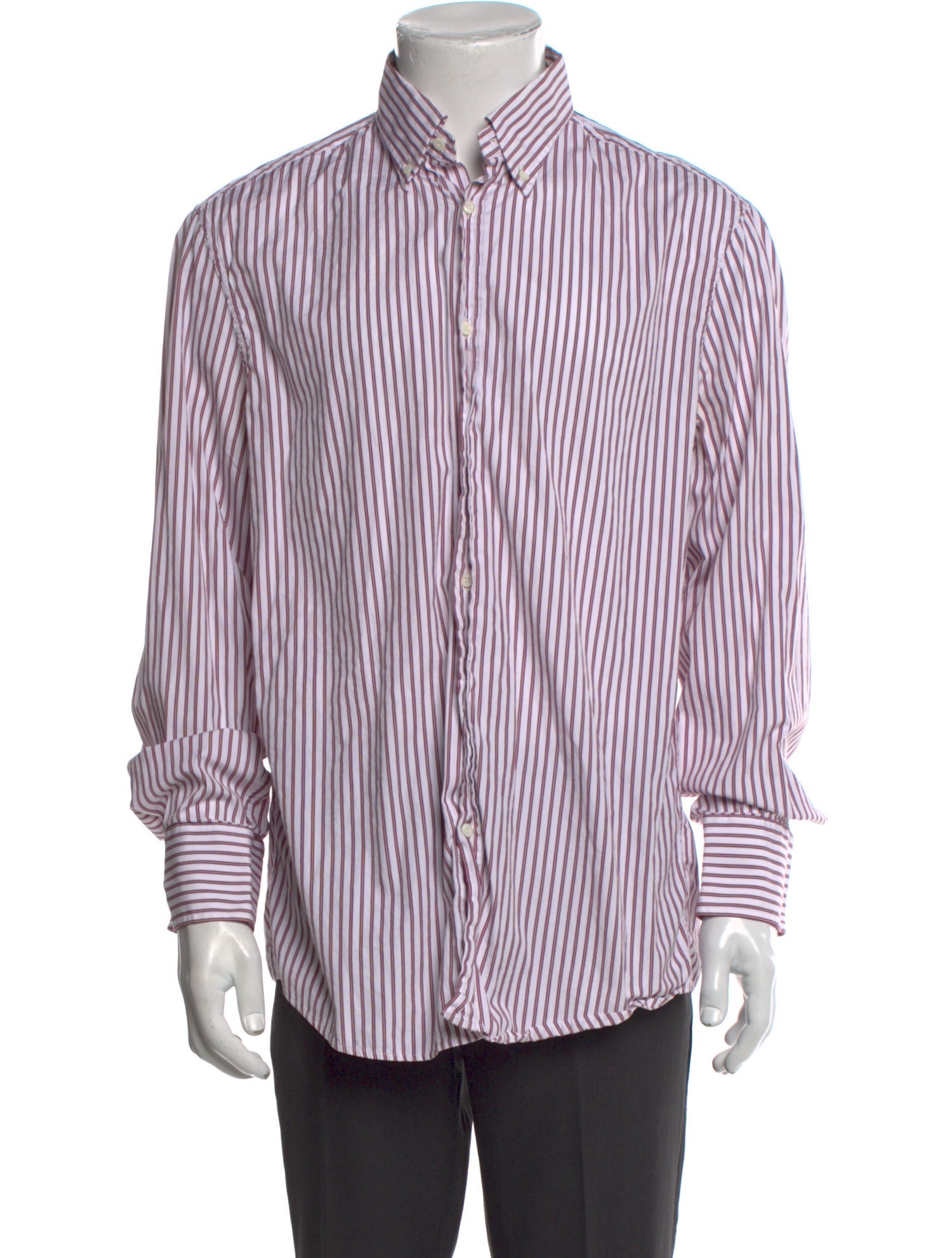 Brunello Cucinelli Striped Long Sleeve Dress Shirt