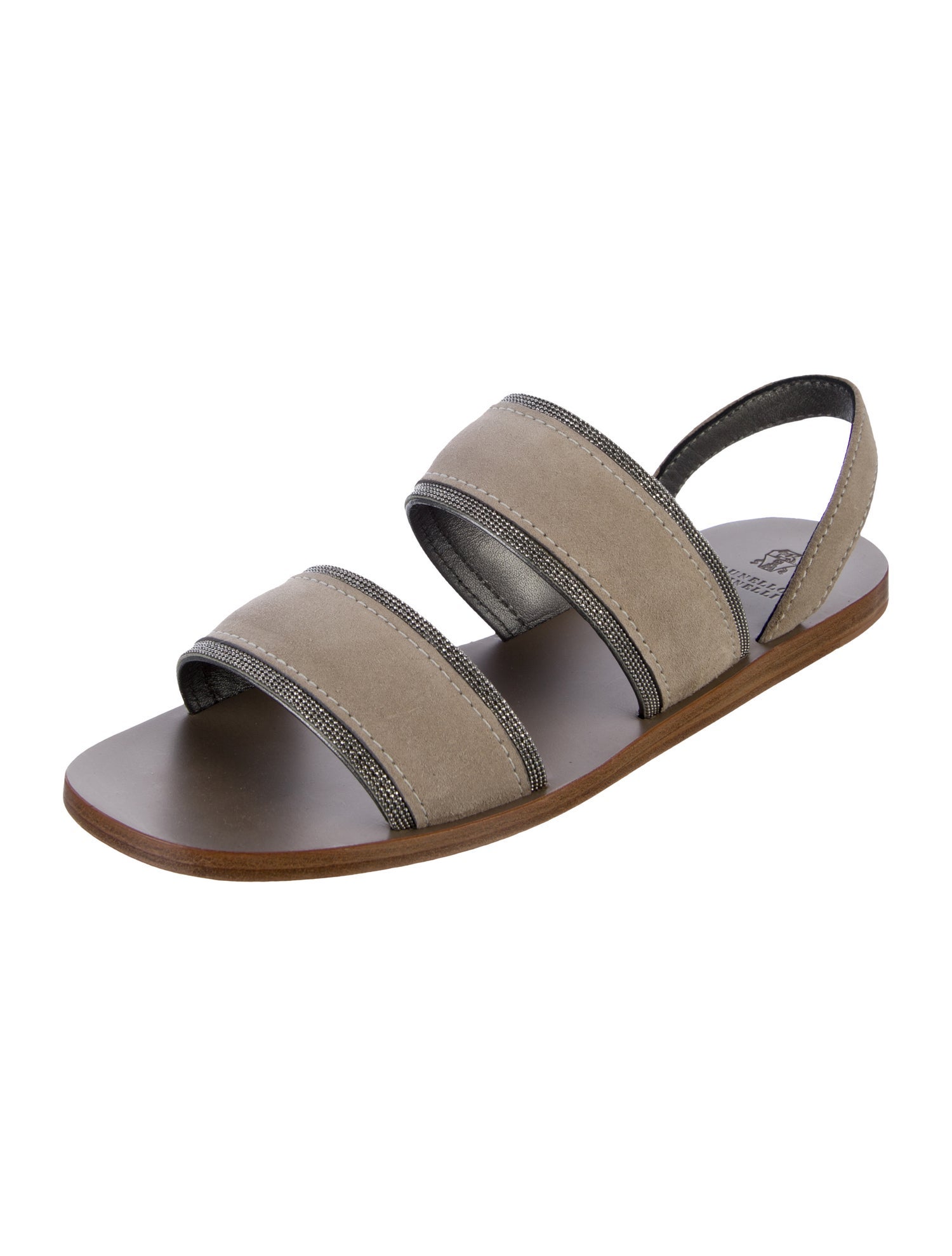 Brunello Cucinelli Monili Suede Slingback Sandals