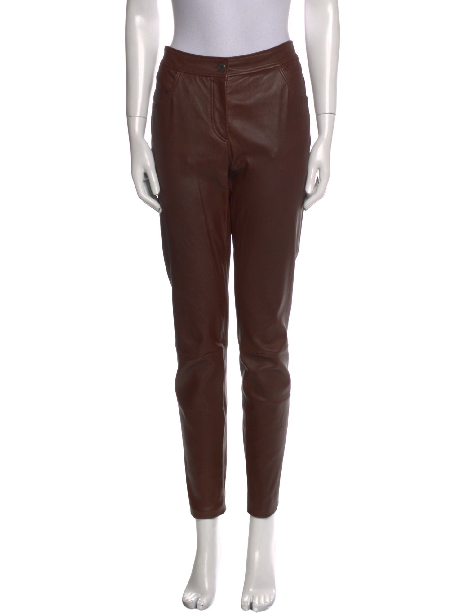 Brunello Cucinelli Leather Straight Leg Pants
