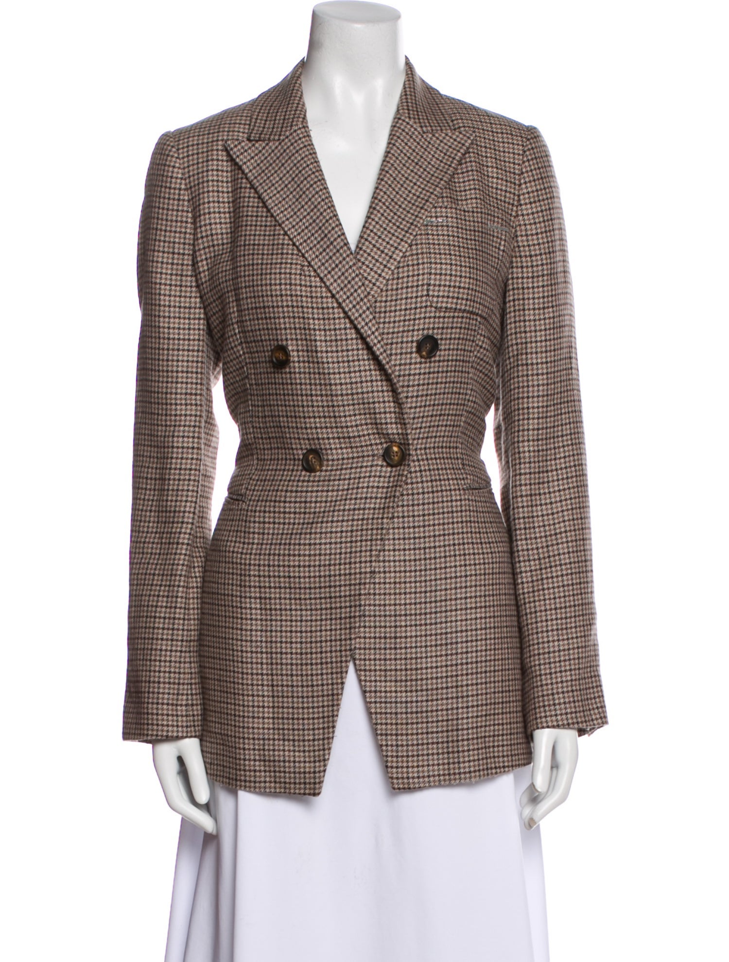 Brunello Cucinelli Linen Houndstooth Print Blazer