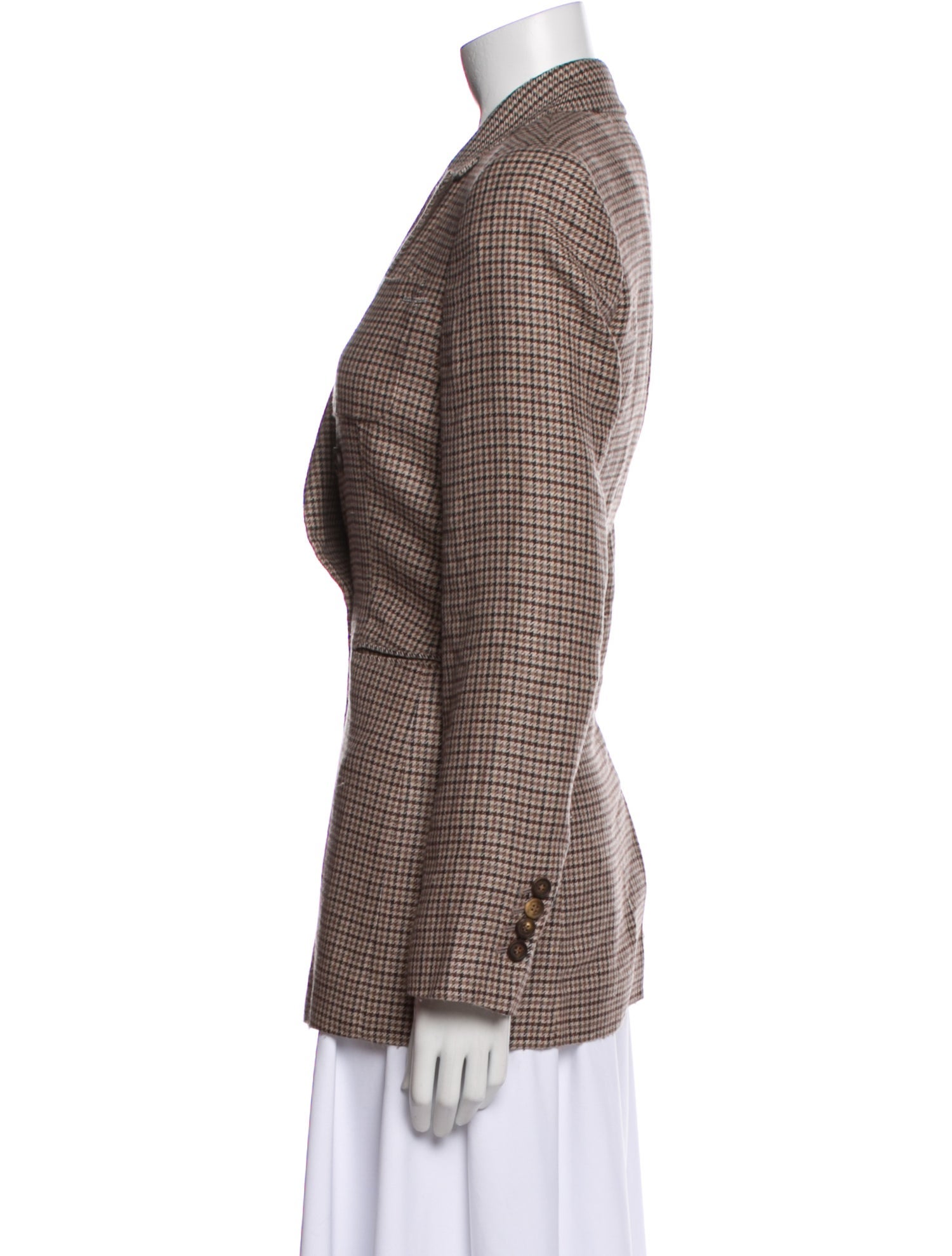 Brunello Cucinelli Linen Houndstooth Print Blazer