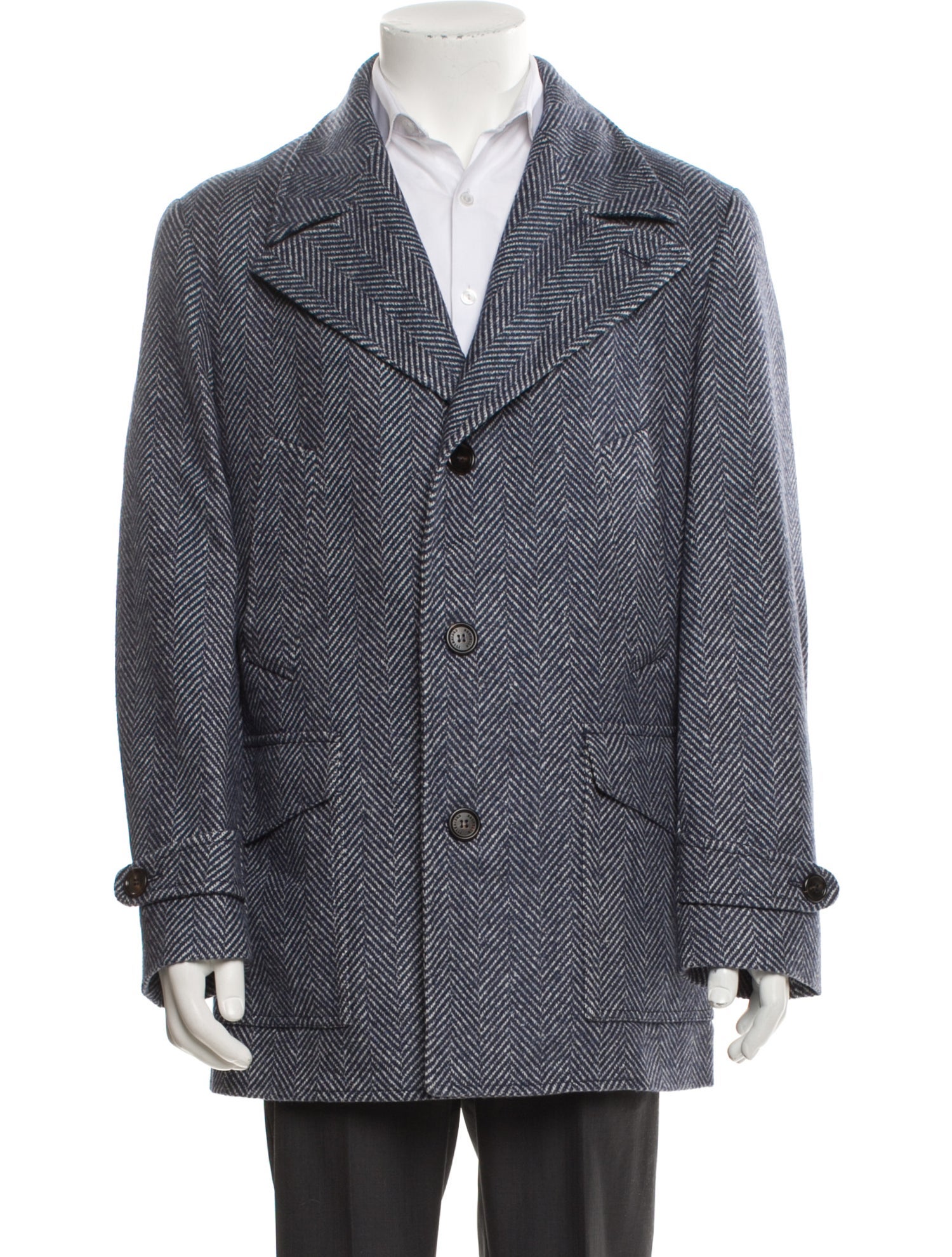 Brunello Cucinelli Cashmere Tweed Pattern Peacoat w/ Tags