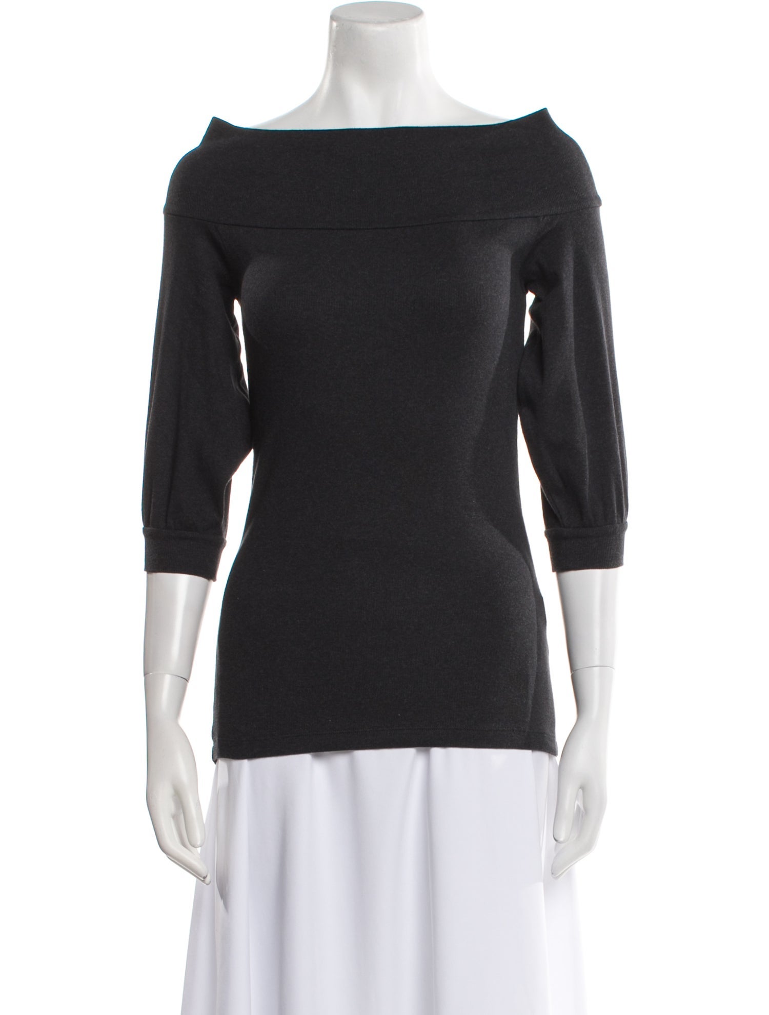 Brunello Cucinelli Bateau Neckline Three-Quarter Sleeve Top