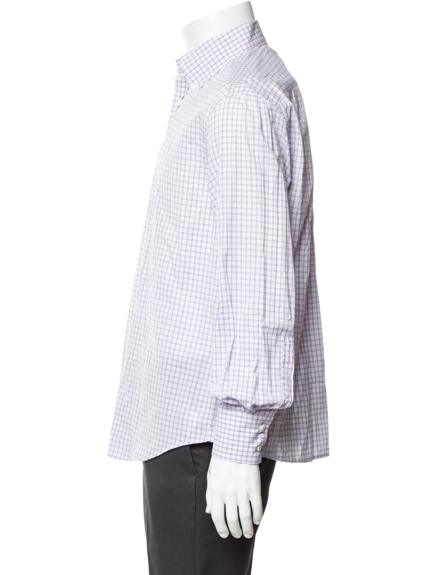 Brunello Cucinelli Plaid Print Long Sleeve Dress Shirt