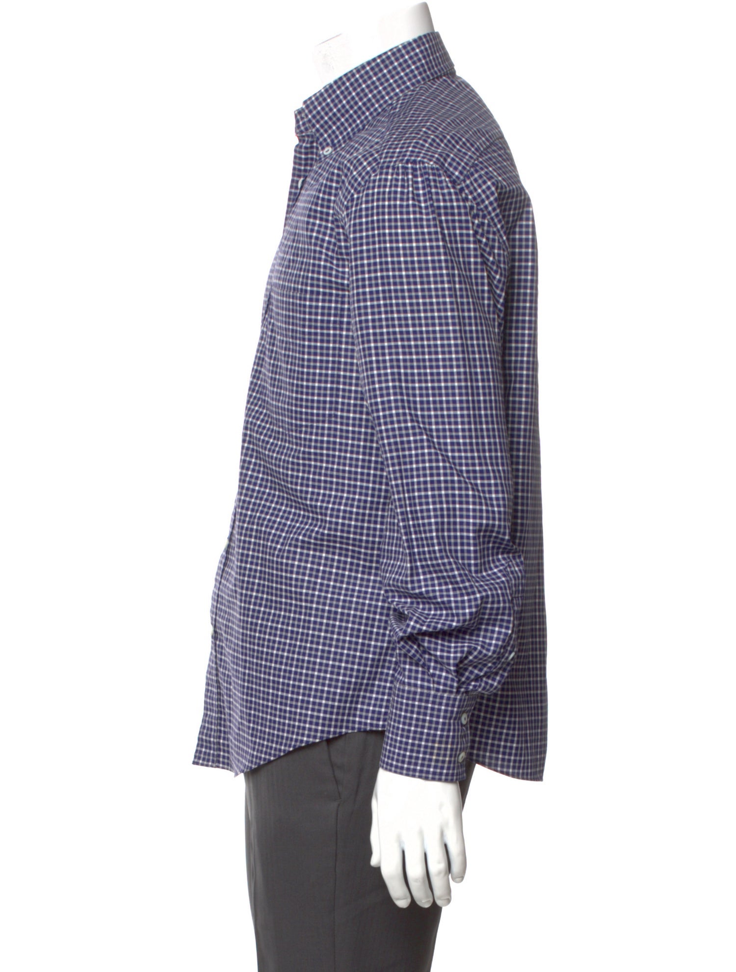 Brunello Cucinelli Plaid Print Long Sleeve Dress Shirt