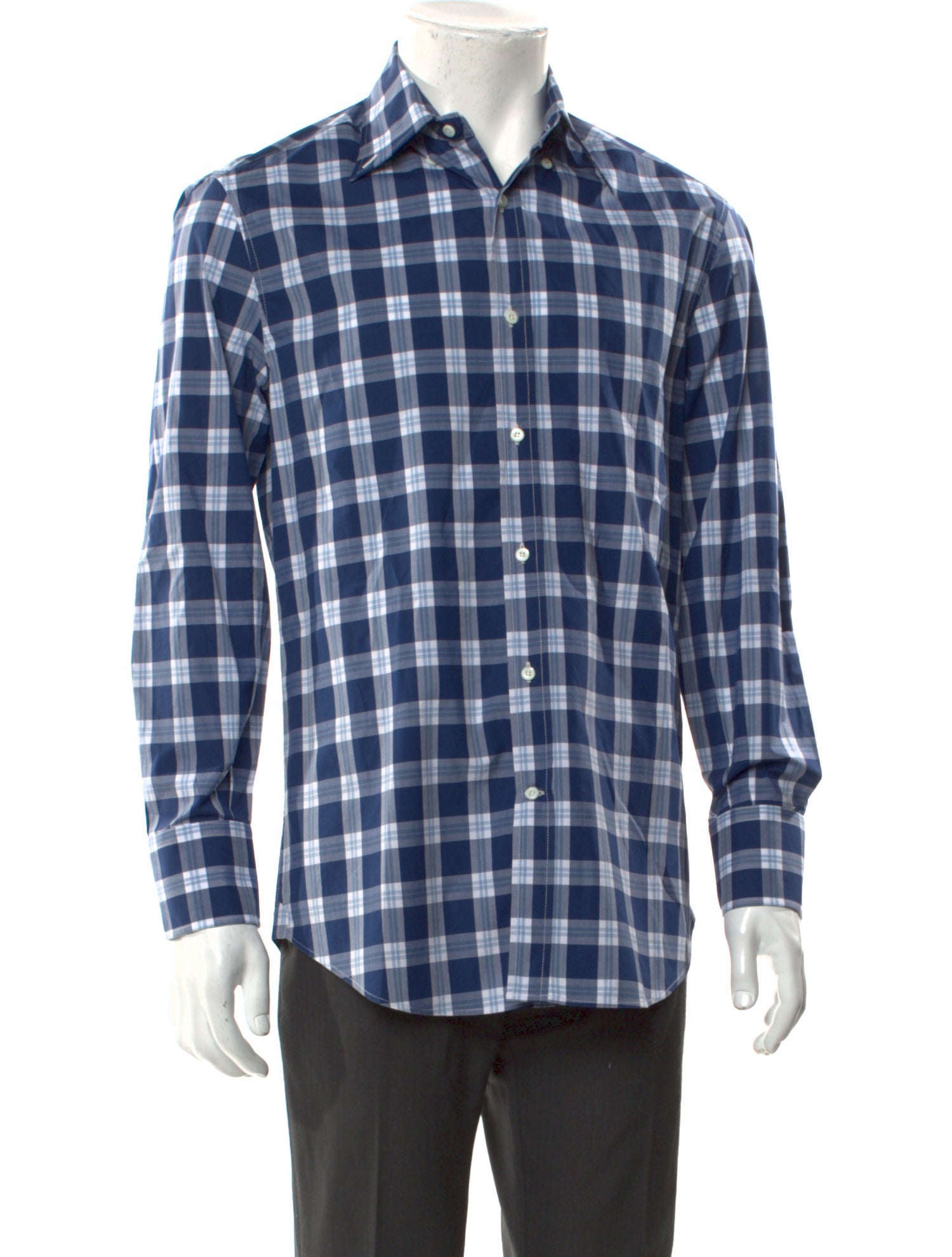 Brunello Cucinelli Plaid Print Long Sleeve Shirt