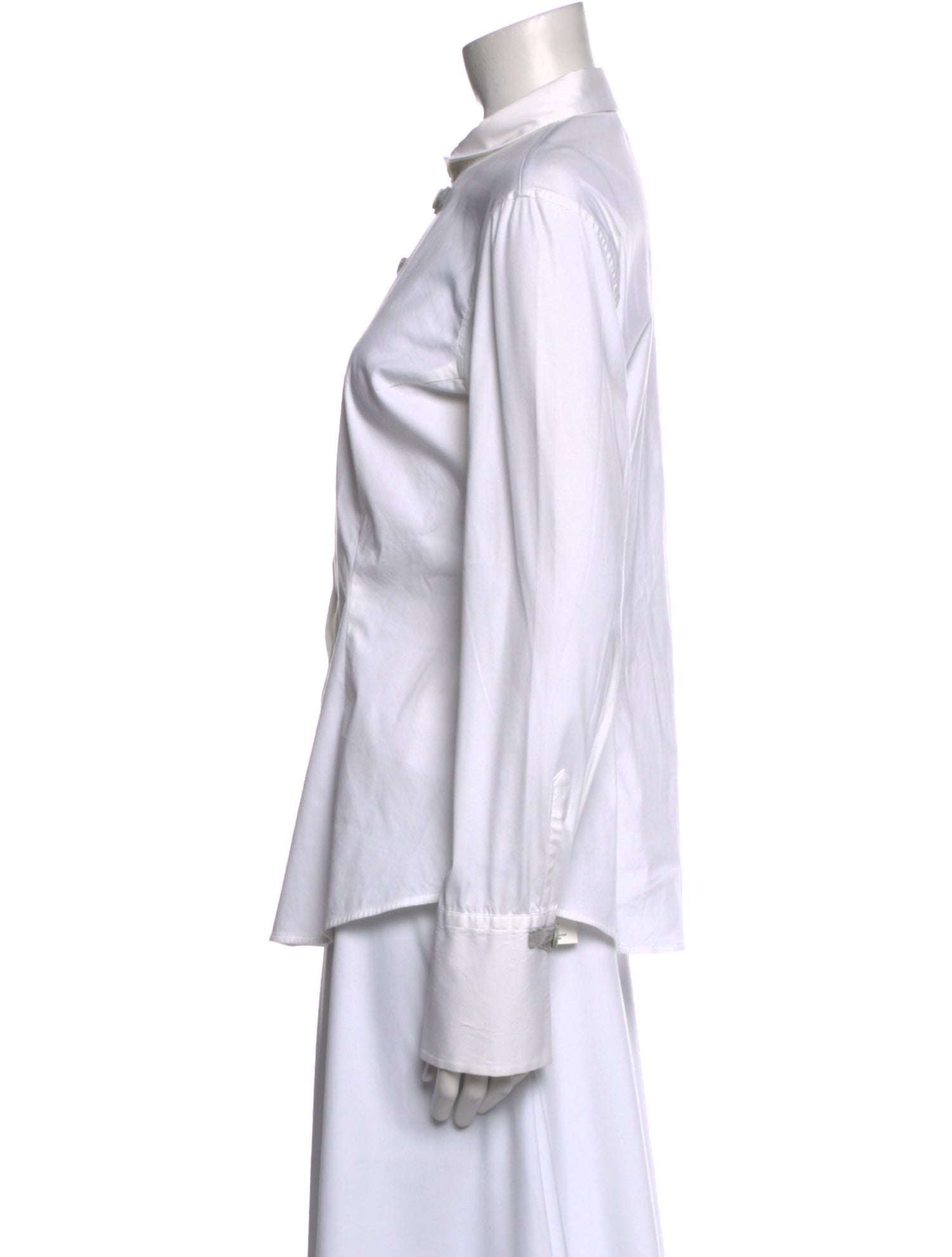 Brunello Cucinelli Mock Neck Long Sleeve Button-Up Top