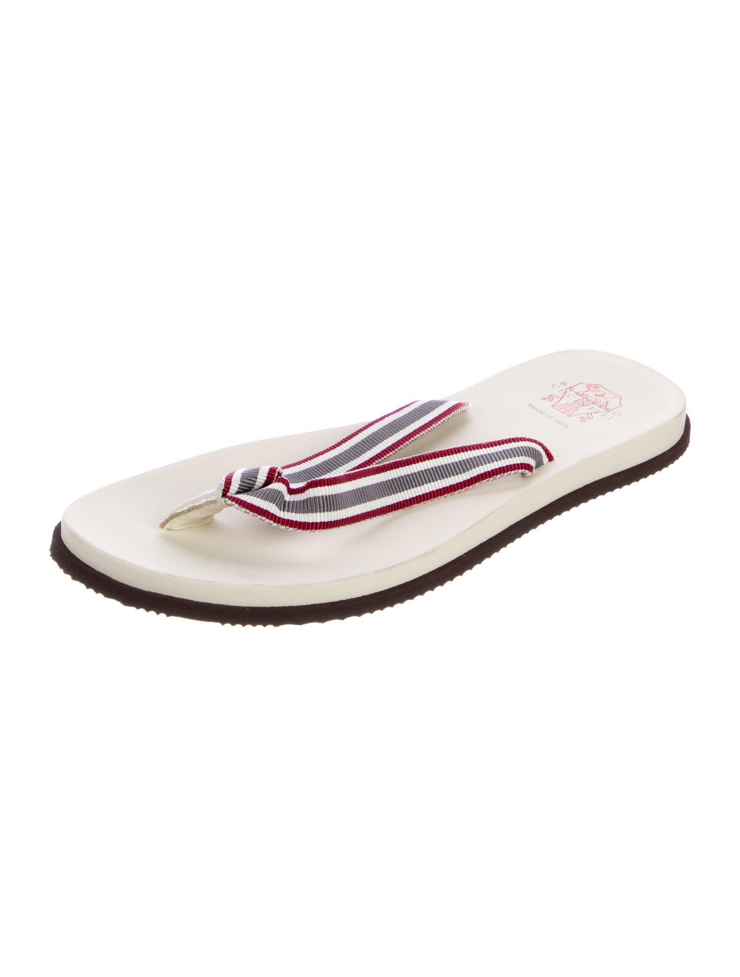 Brunello Cucinelli Striped Flip Flops