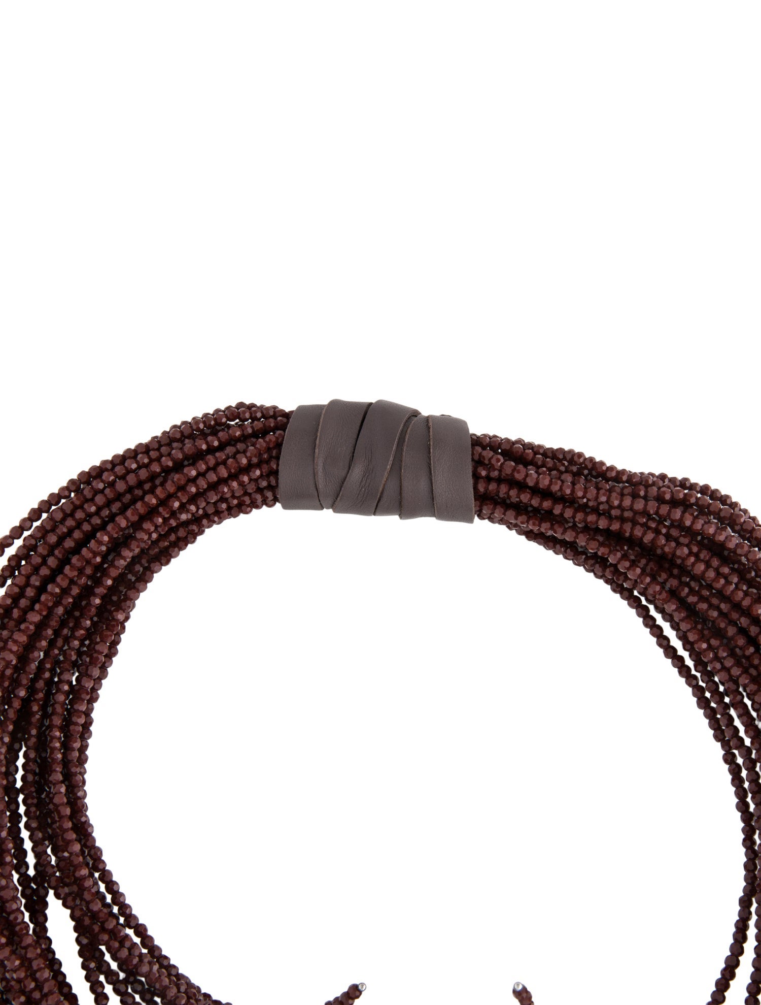 Brunello Cucinelli Bead & Leather Choker Necklace
