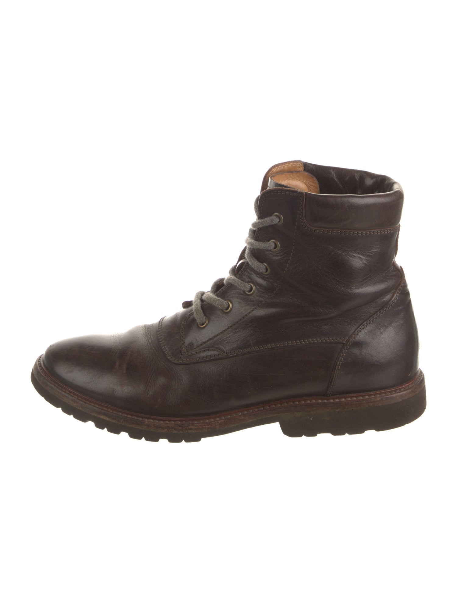 Brunello Cucinelli Leather Combat Boots
