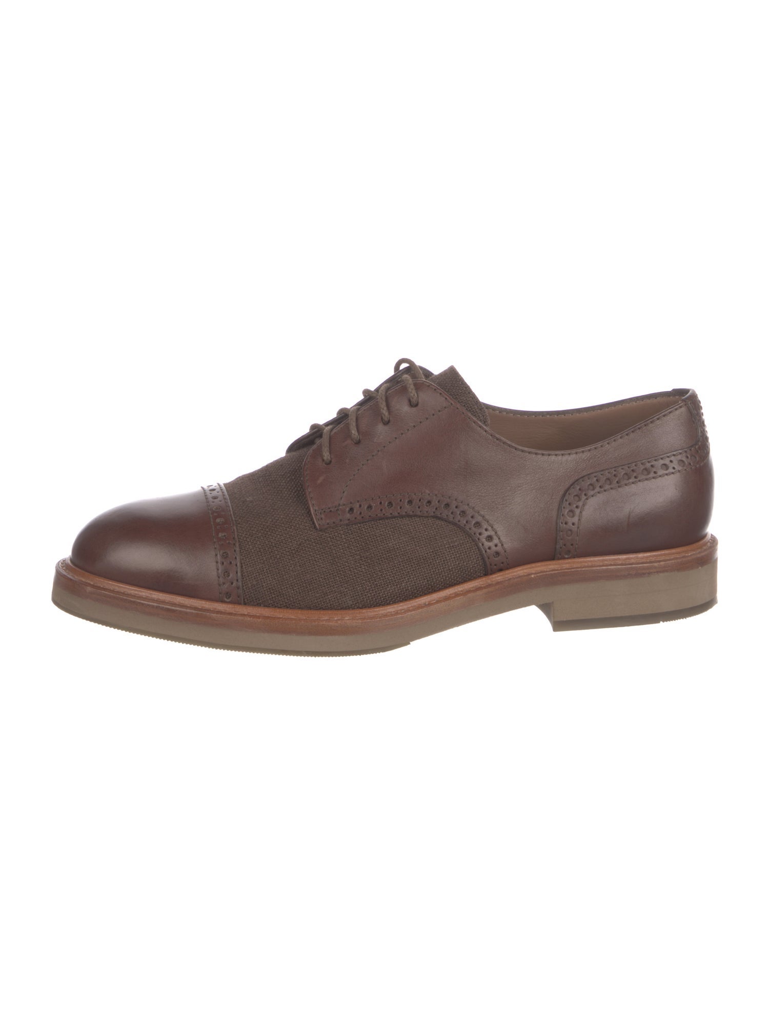 Brunello Cucinelli Leather Lasercut Accents Derby Shoes