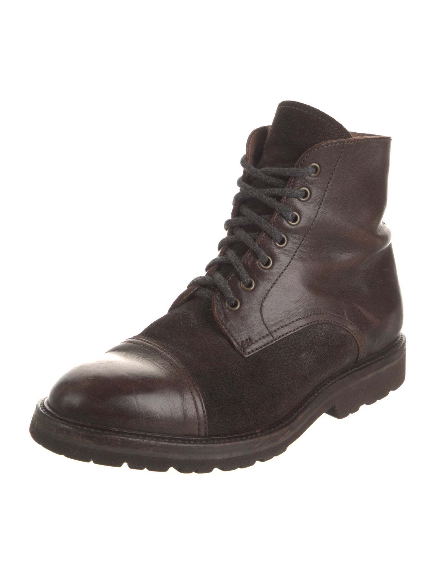 Brunello Cucinelli Leather Combat Boots