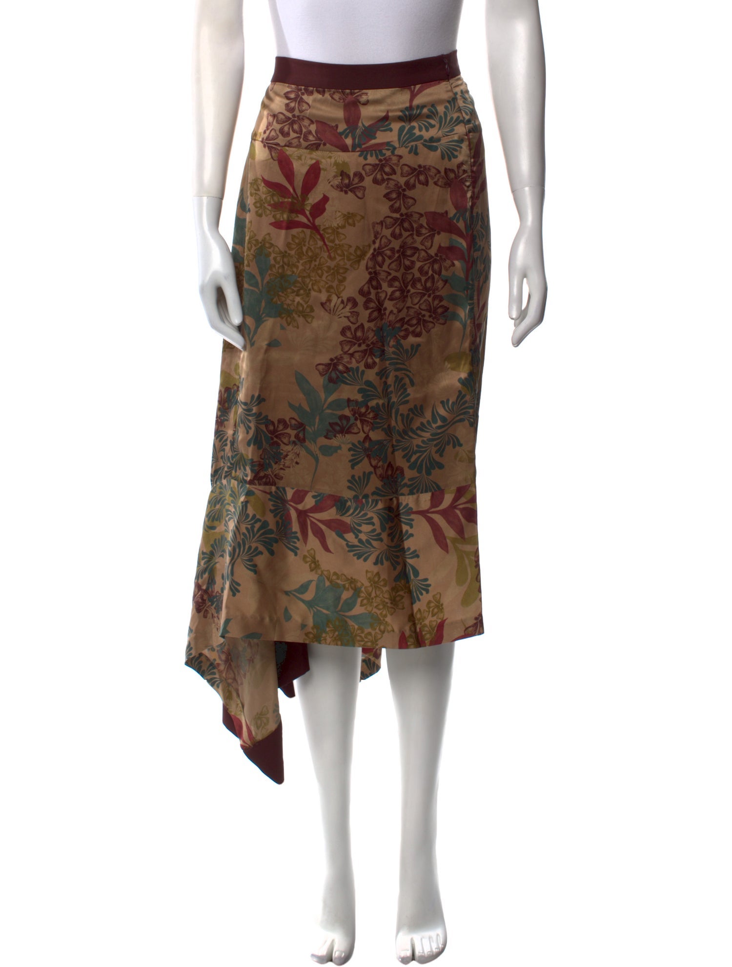 Brunello Cucinelli Silk Midi Length Skirt
