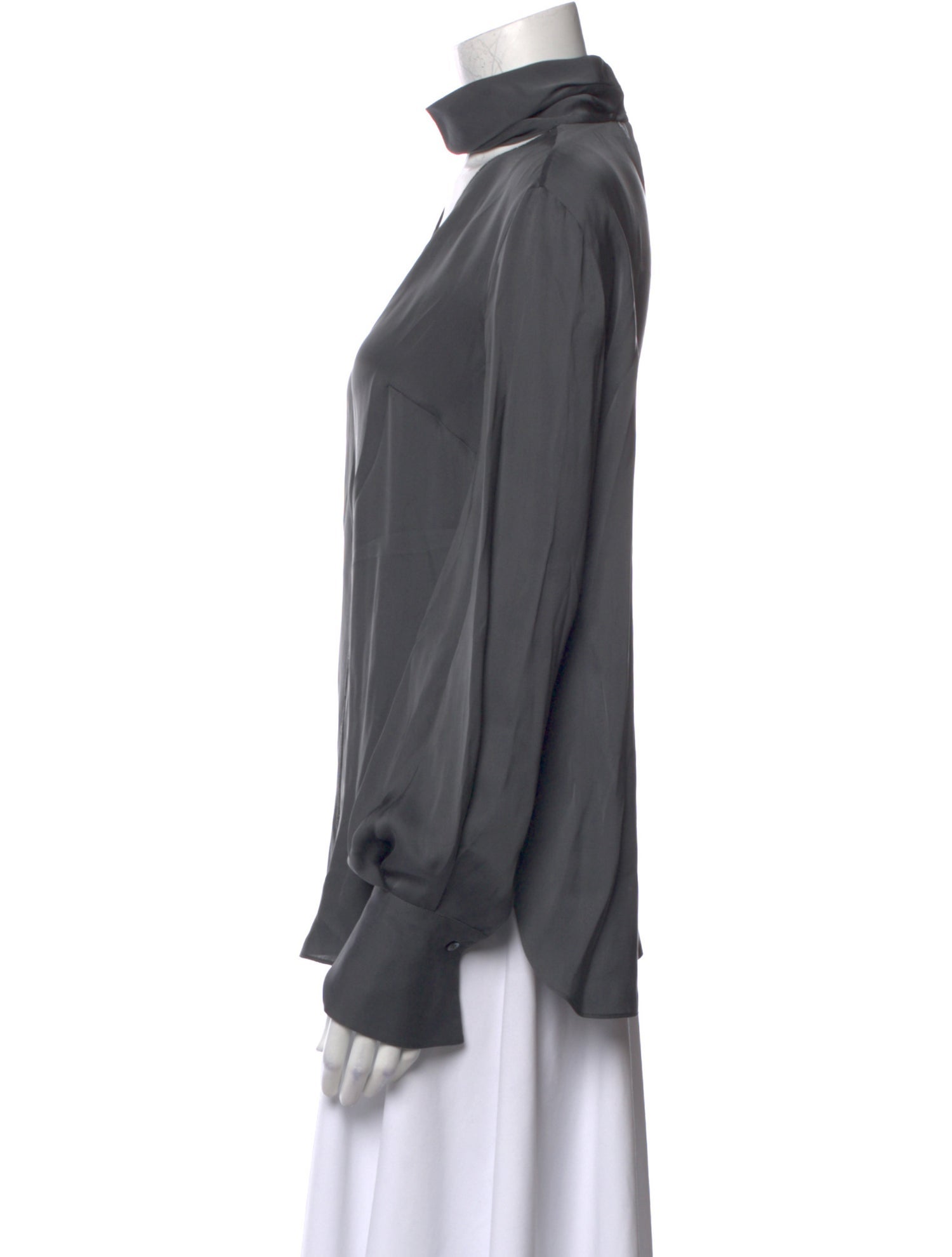 Brunello Cucinelli Mock Neck Long Sleeve Blouse