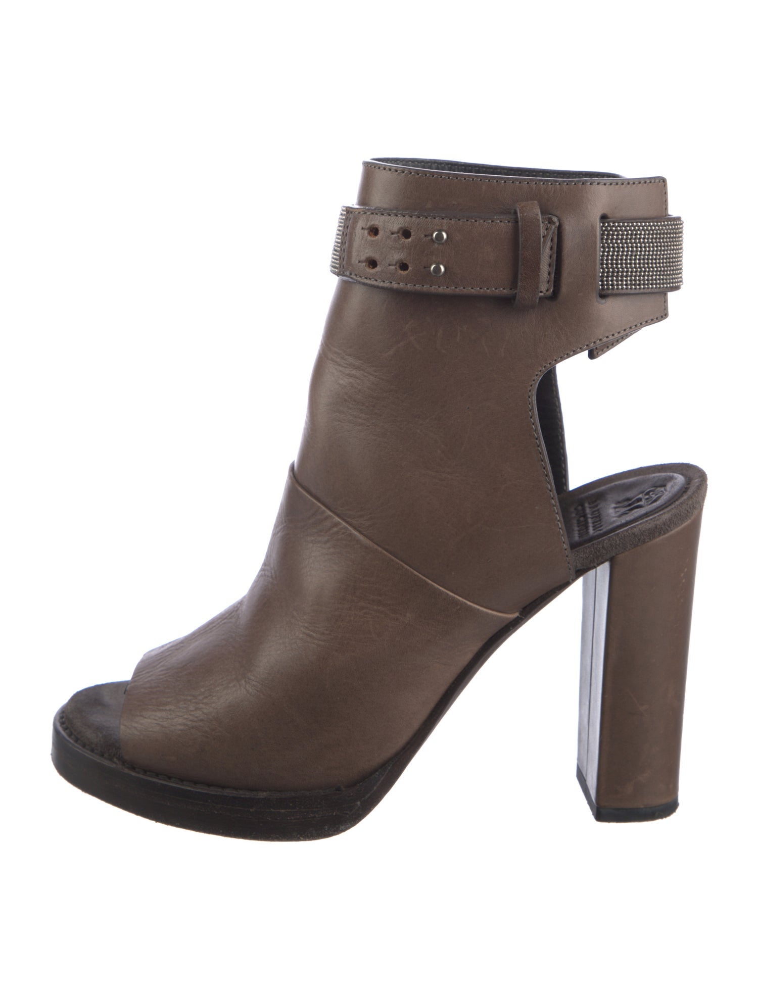 Brunello Cucinelli Monili Leather Slingback Pumps