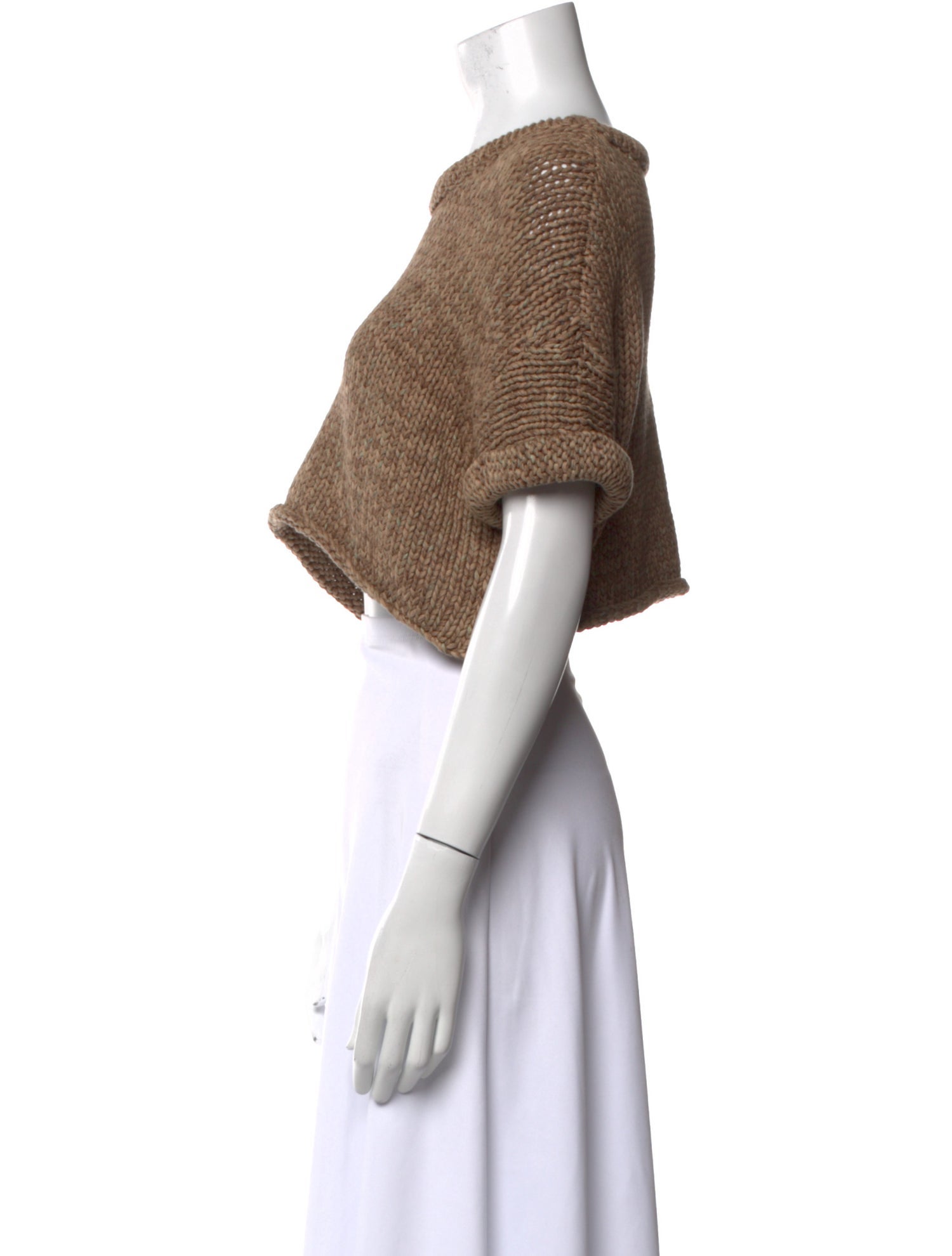 Brunello Cucinelli Scoop Neck Short Sleeve Crop Top